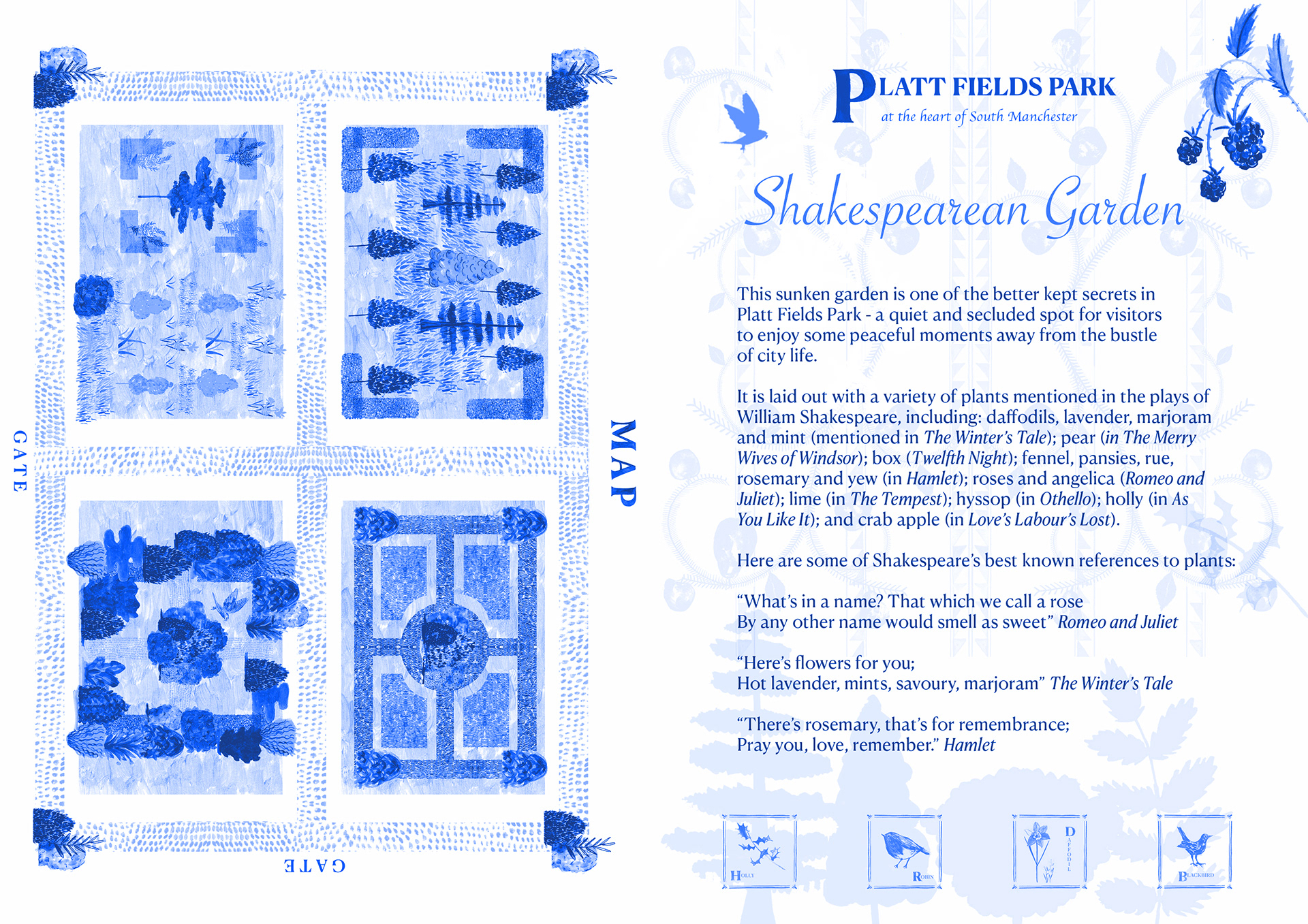 Back of printable booklet; map and information
