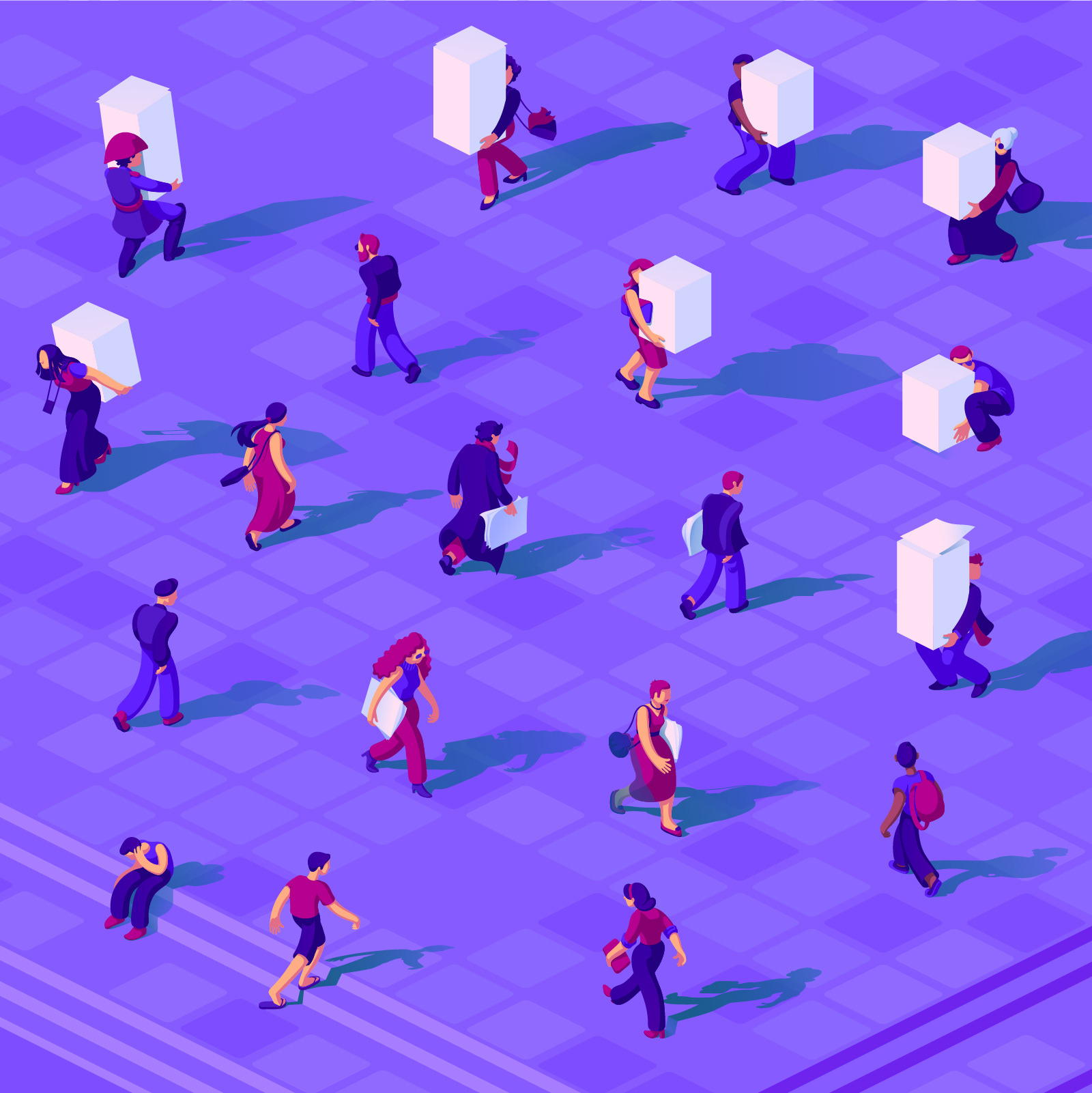 Bureaucracy tower illustration. Human characters.