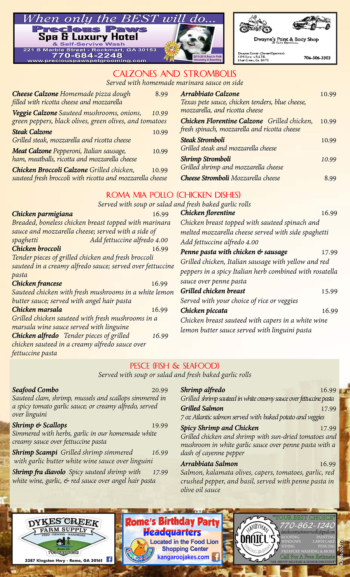 Roma Mia - MENU