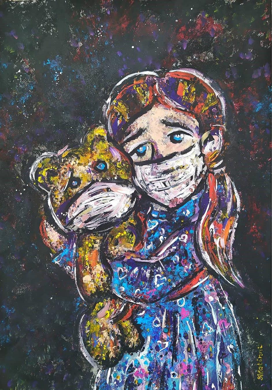 Don't Worry, Teddy, paper, acrylic, and hope