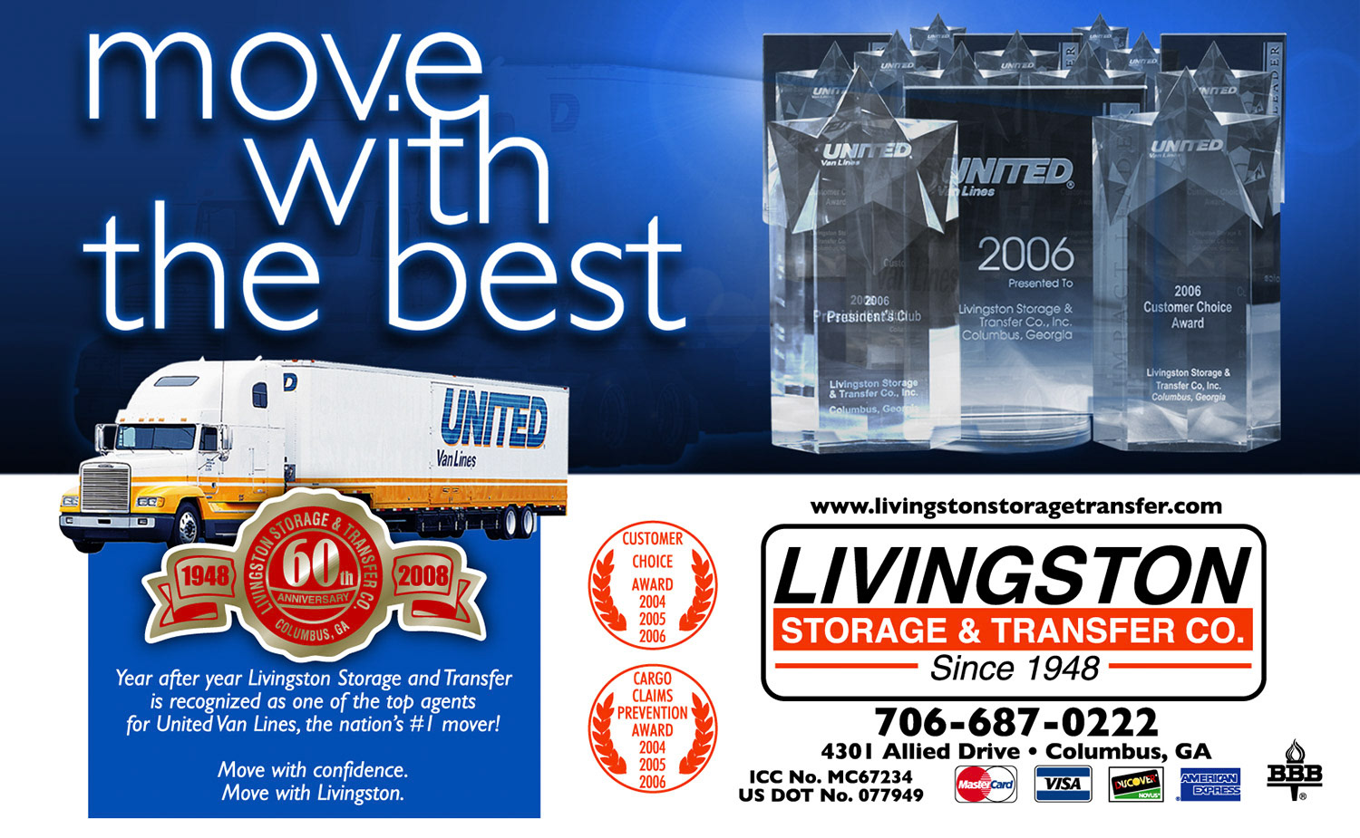 Magazine ad showcasing Livingston's many achievements and awards.