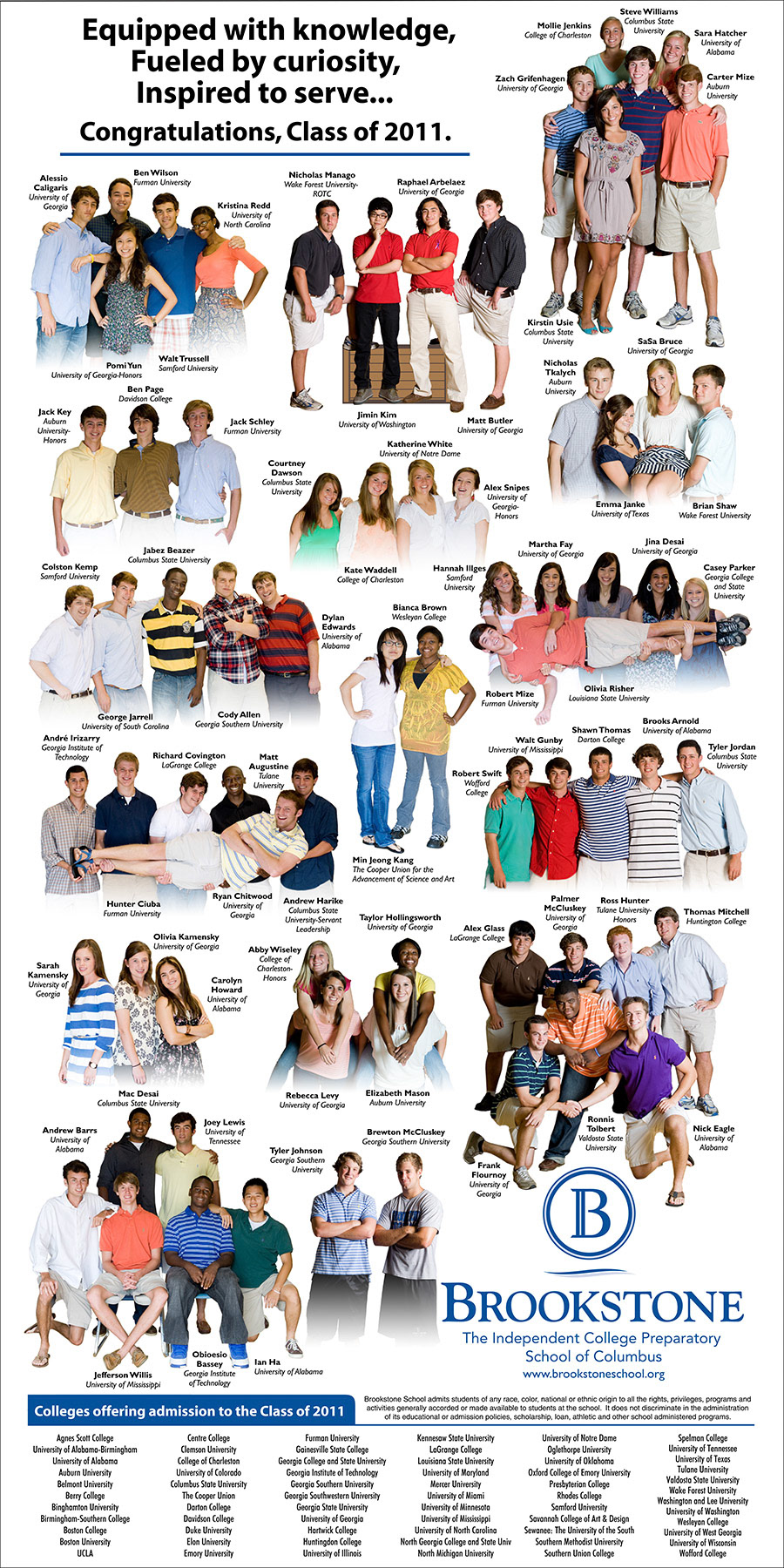2011 Brookstone senior end of the year full page newspaper ad.