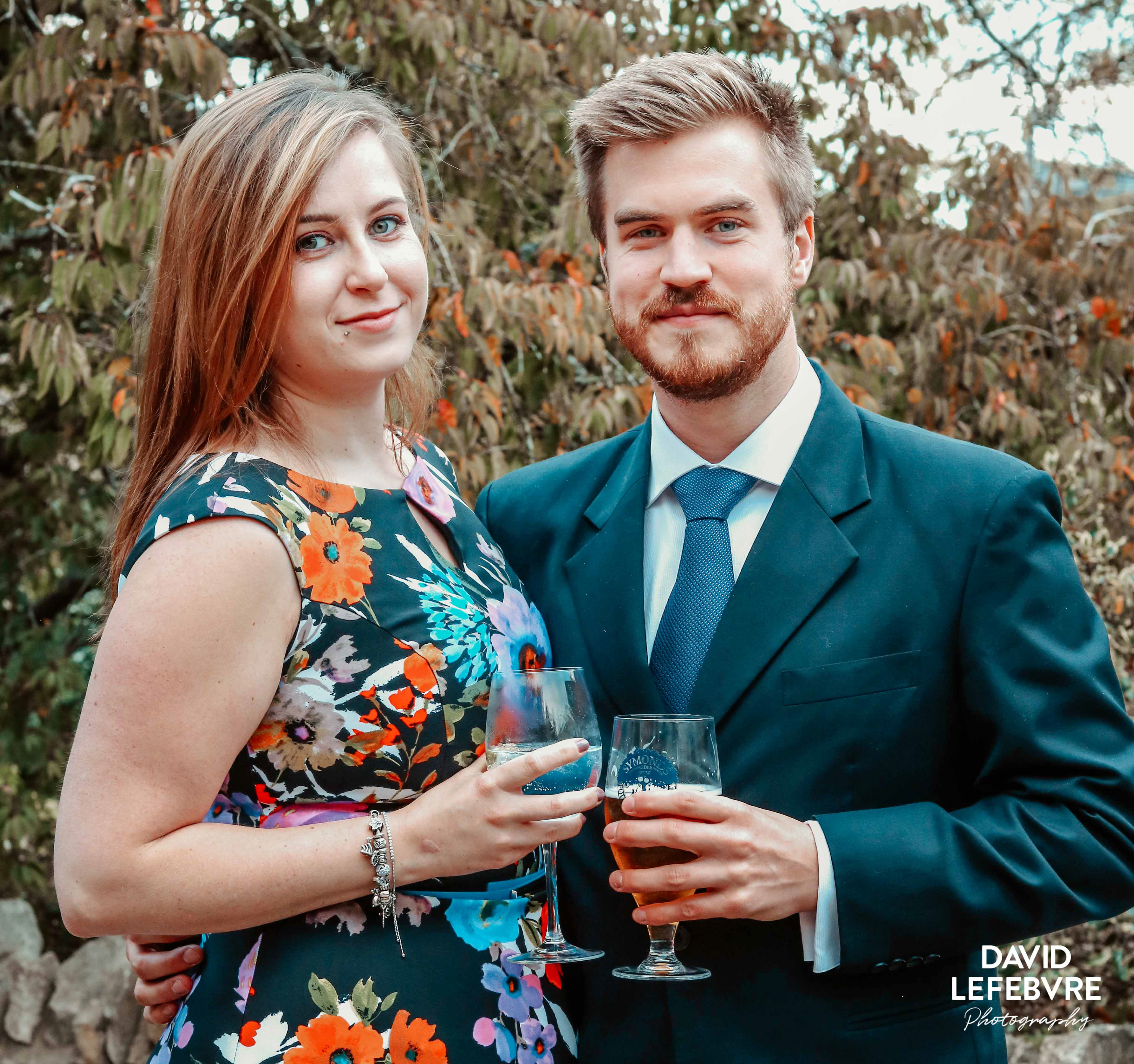 happy handsome couple outside at bay tree hotel