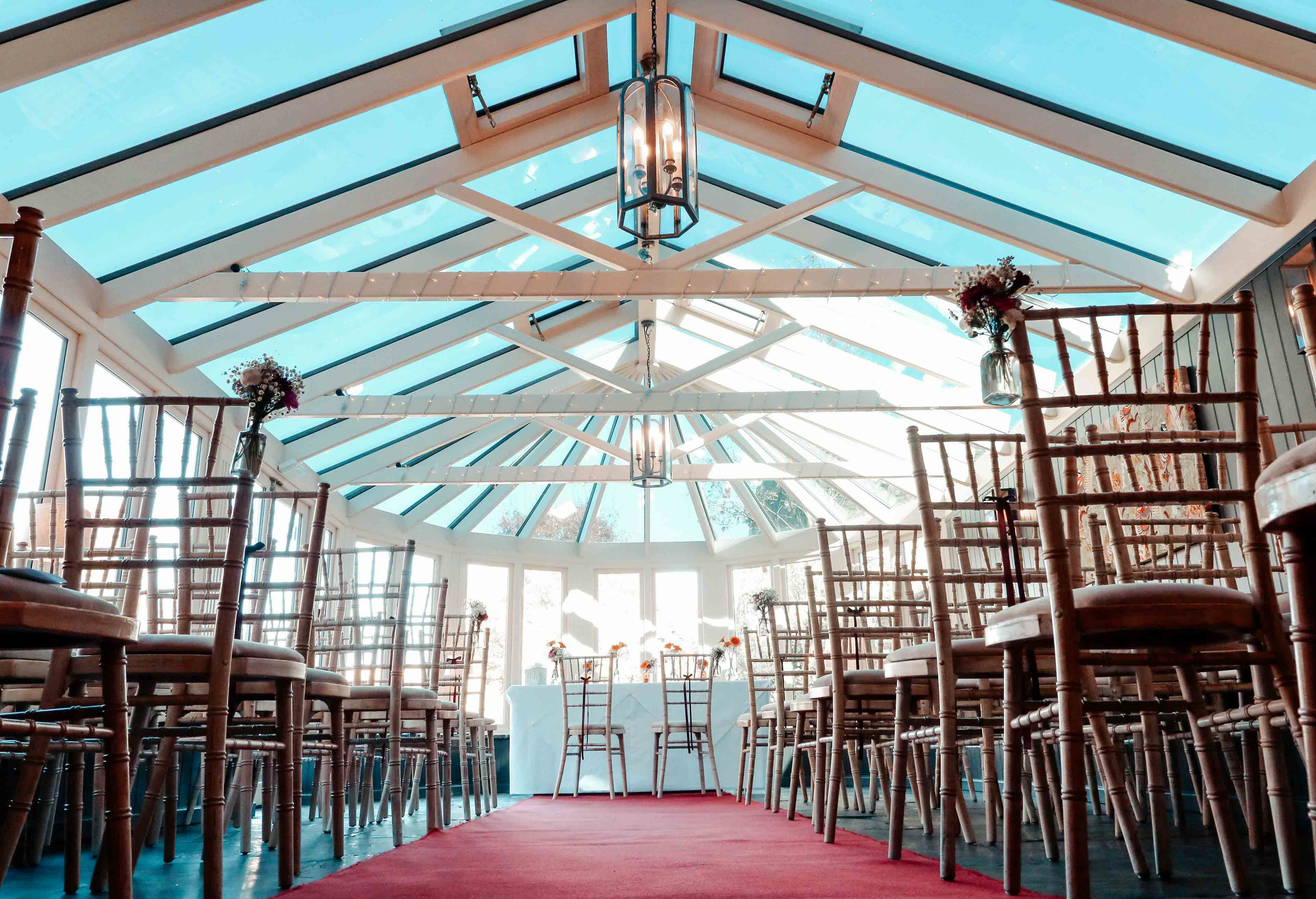 low wide shot of wedding hall at bay tree hotel wedding venue by photographer david lefebvre