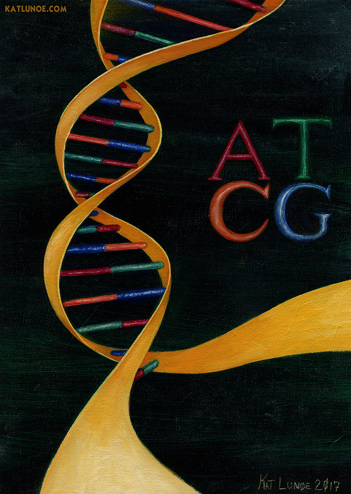 DNA oil painting scientific illustration science biology