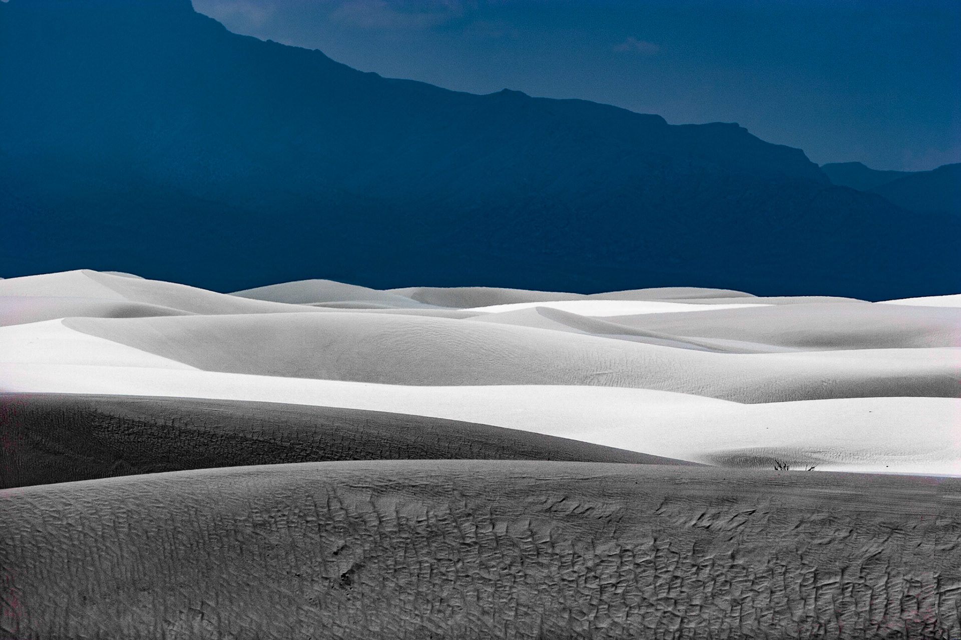 White Sands National Monument, New Mexico. Rising from the heart of the Tularosa Basin is one of the world's great natural wonders - the glistening white sands of New Mexico. Great wave-like dunes of gypsum sand have engulfed 275 square miles of desert, creating the world's largest gypsum dunefield. White Sands National Monument preserves a major portion of this unique dunefield, along with the plants and animals that live here.