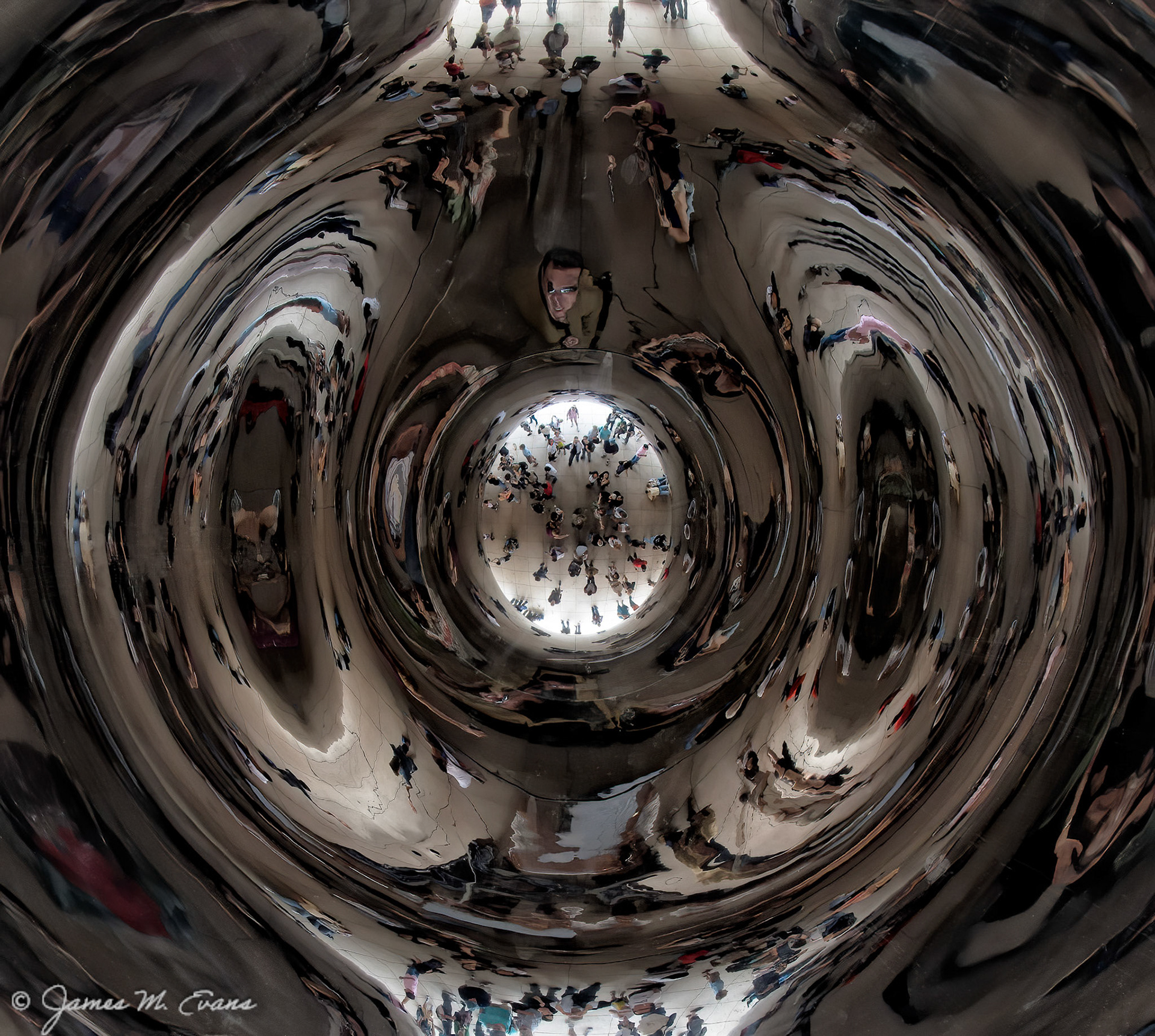 Multiverse of the Bean- Photograph inside the "Bean" in Chicago