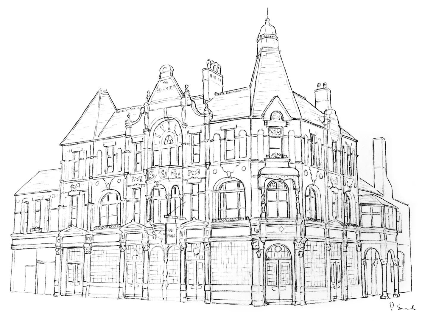 'The Half Moon' - Pencil