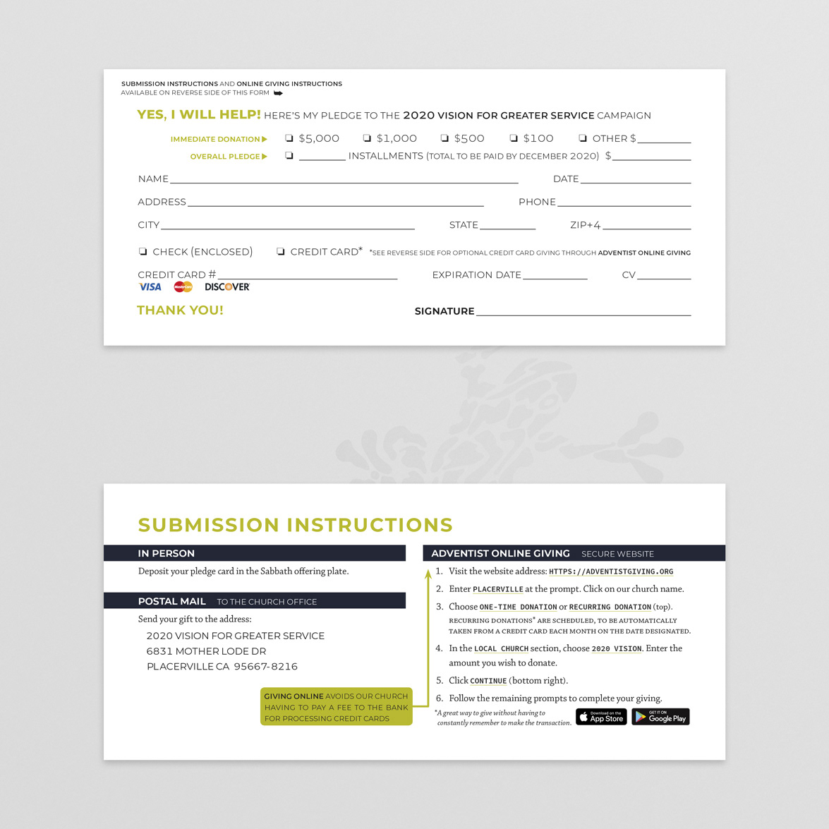 Kent Cabreira — Benjamin Designs - 21 Vision (Fundraising Campaign) With Pledge Card Template For Church