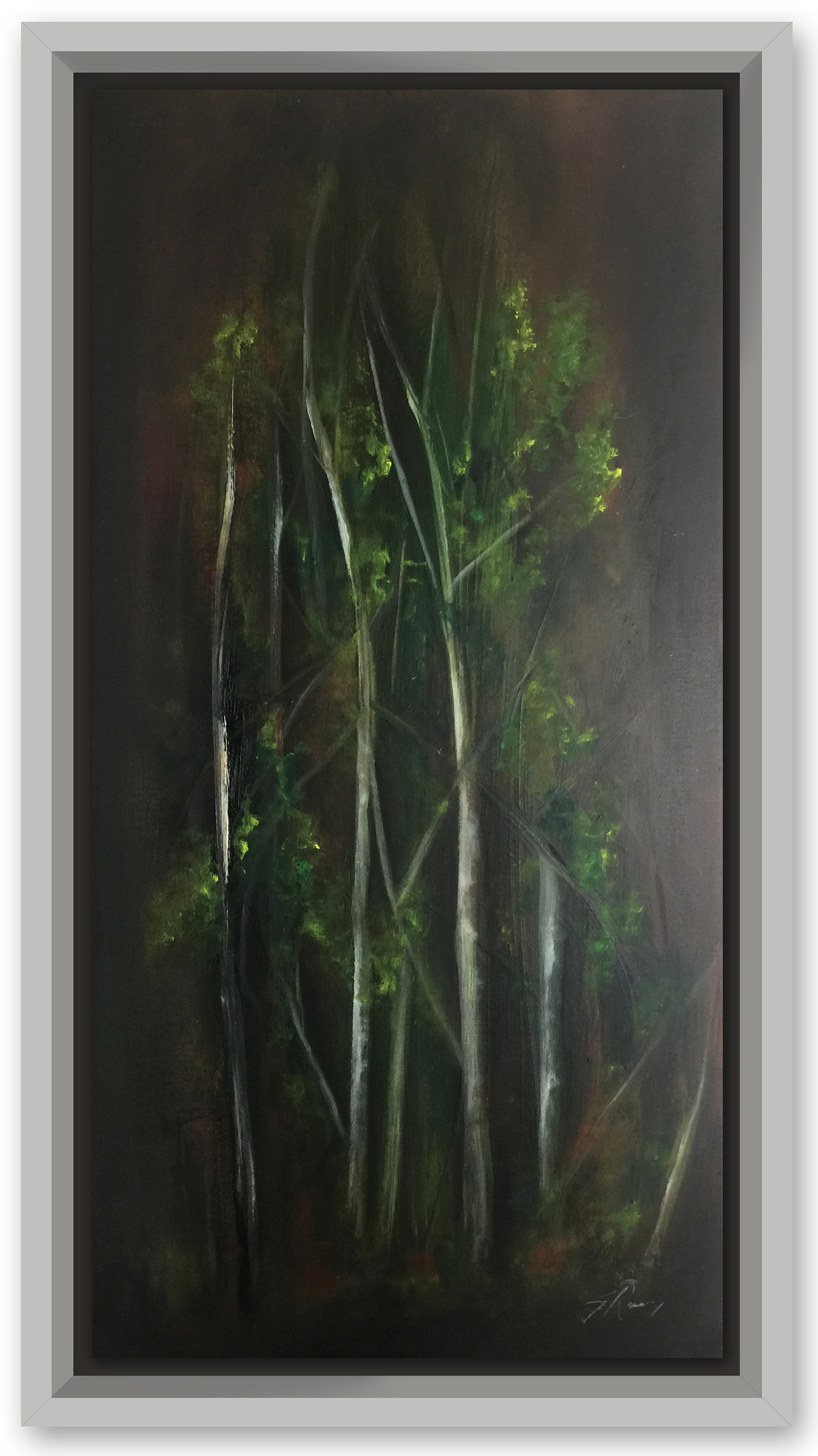 A Forest. Abstract, textured oil painting by James Rooney. 20cm x 40cm