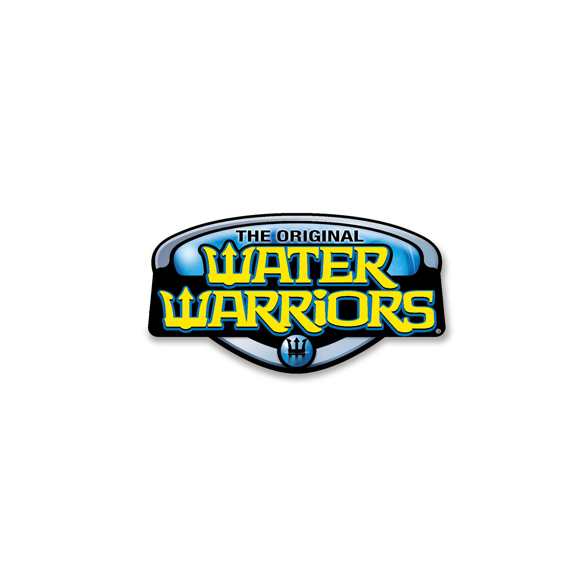Brand logo for Buzz Bee Toys Water Warriors packaging. Custom designed logotype was hand drawn and finalized with Adobe Illustrator and PhotoShop software.