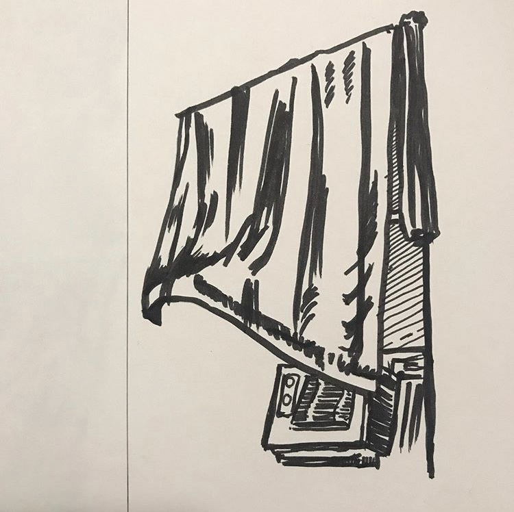 window; brush-tip marker