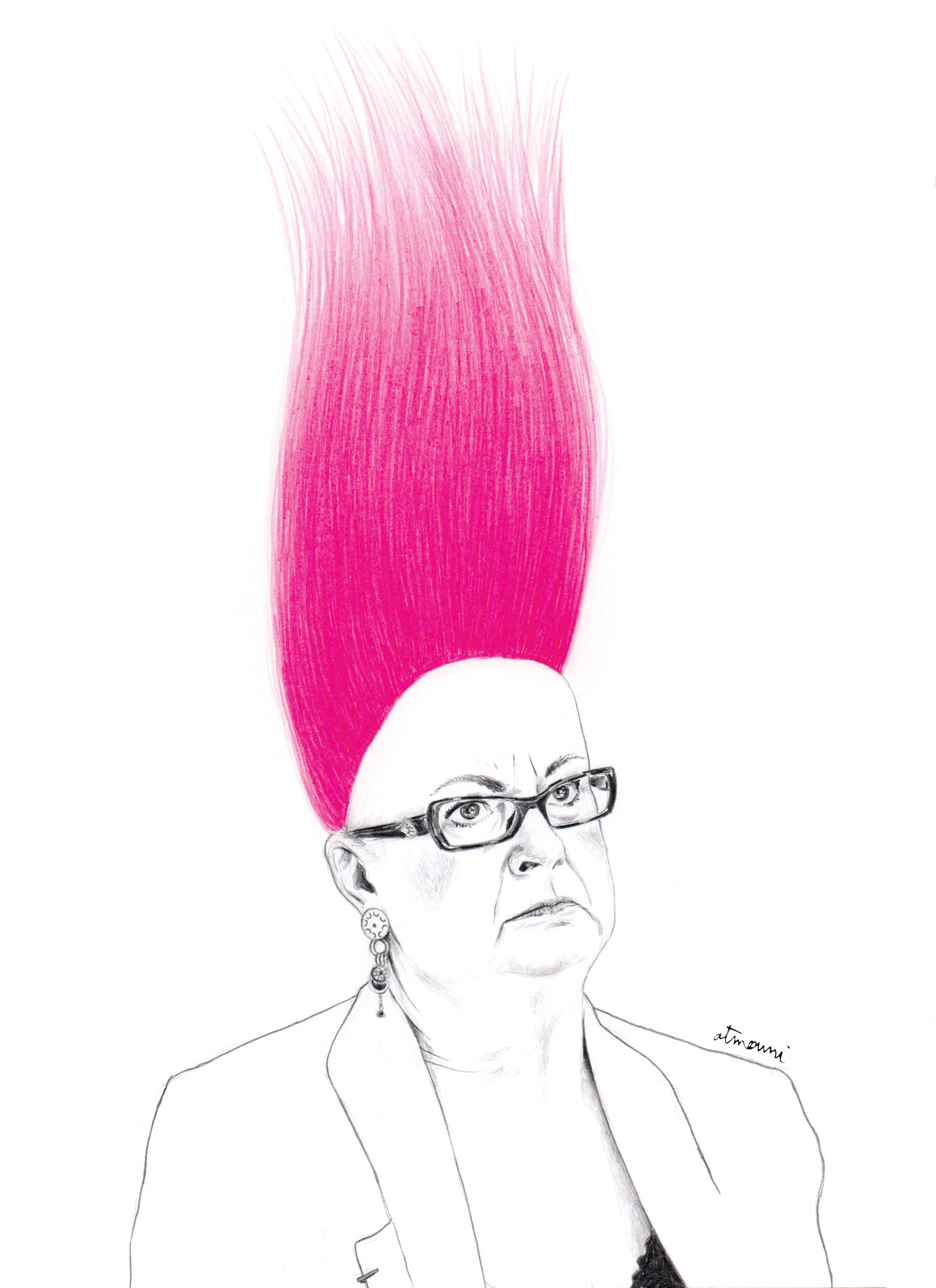 Christine, 2019, graphite et crayons de couleurs sur papier, 21 x 29,7 cm