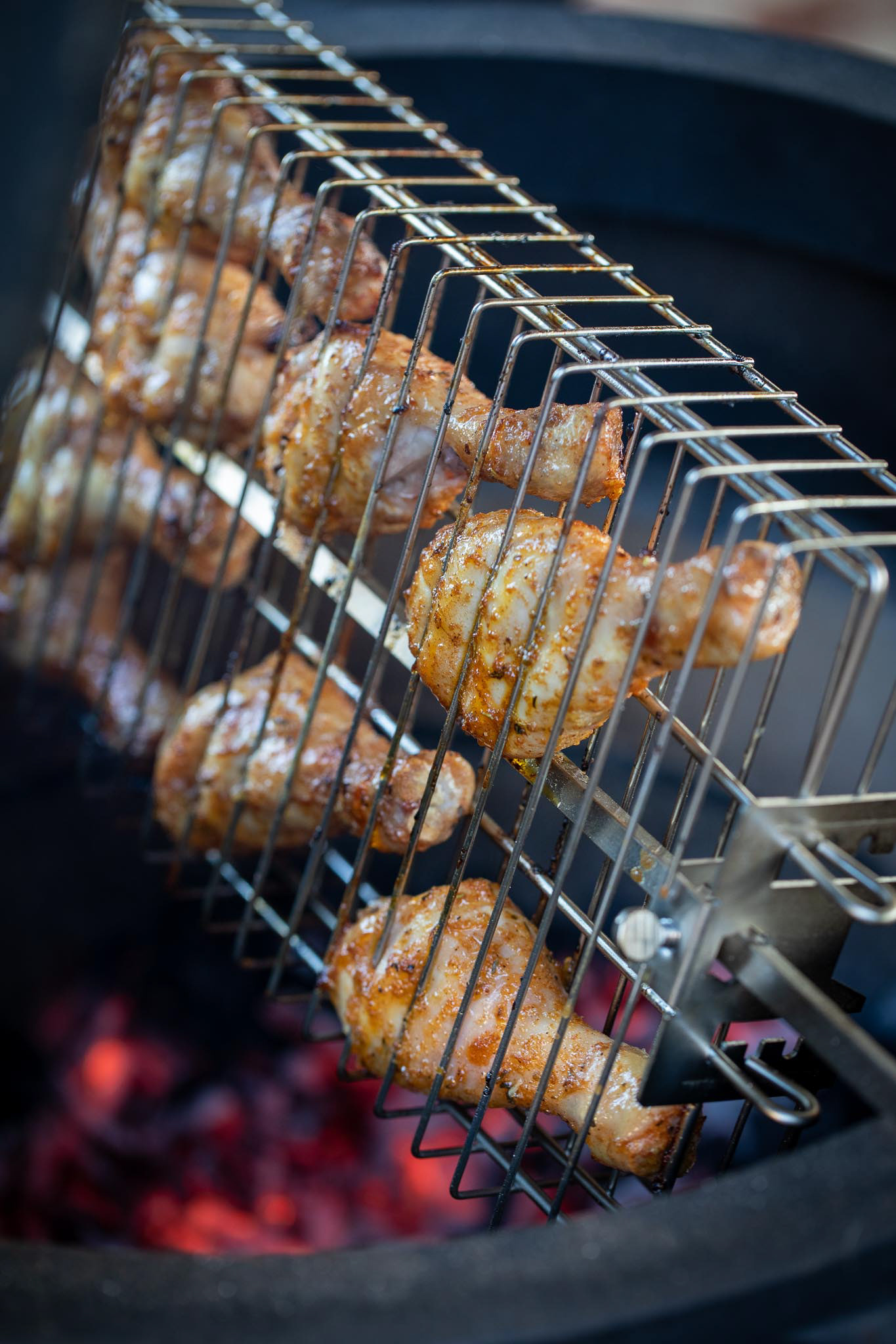 Outdoor Cooking Rotisserie garlic and lemon chicken drumsticks
