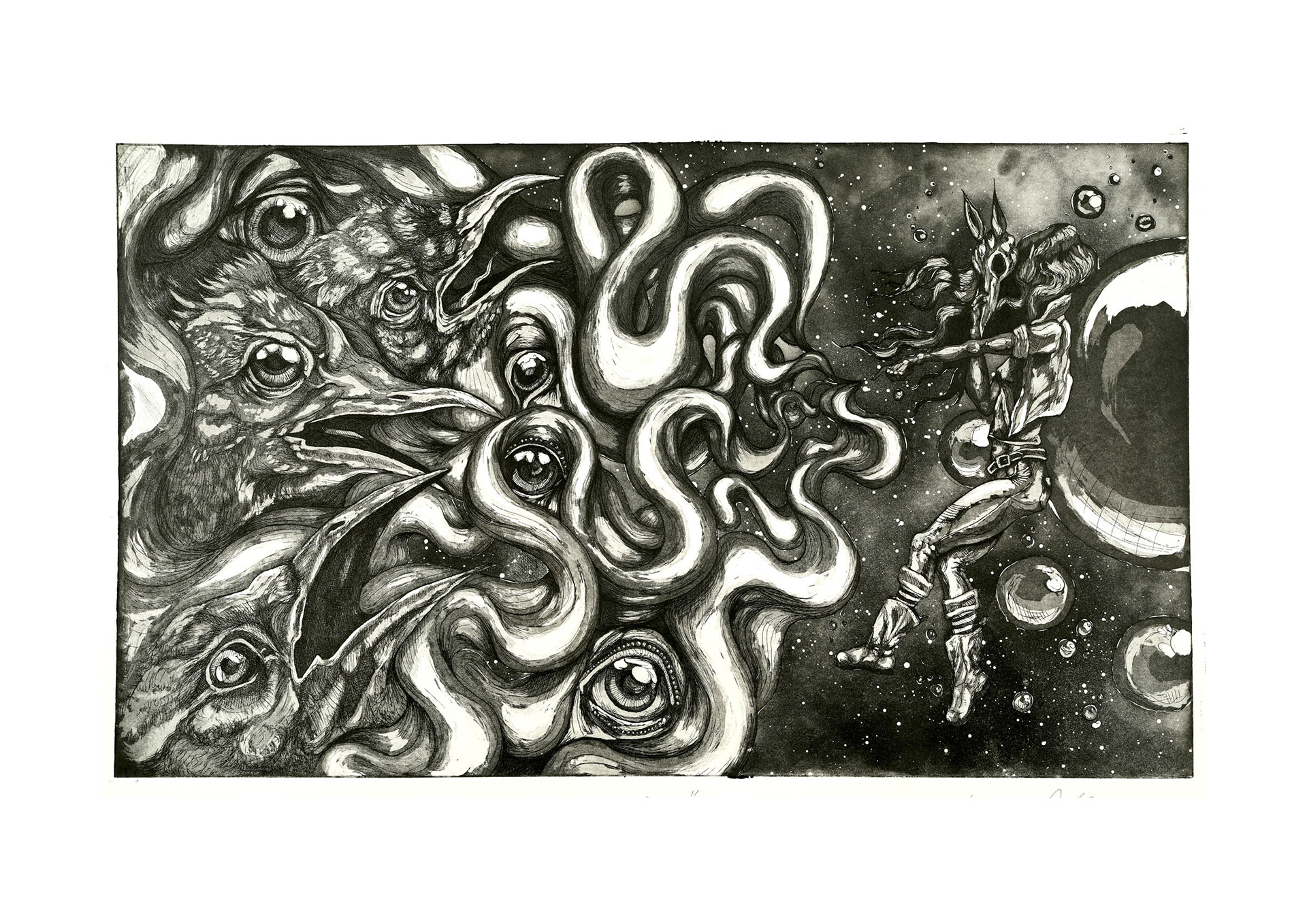 'Summoning the Beasts' 282x485mm Zinc Plate Aquatint & Etching