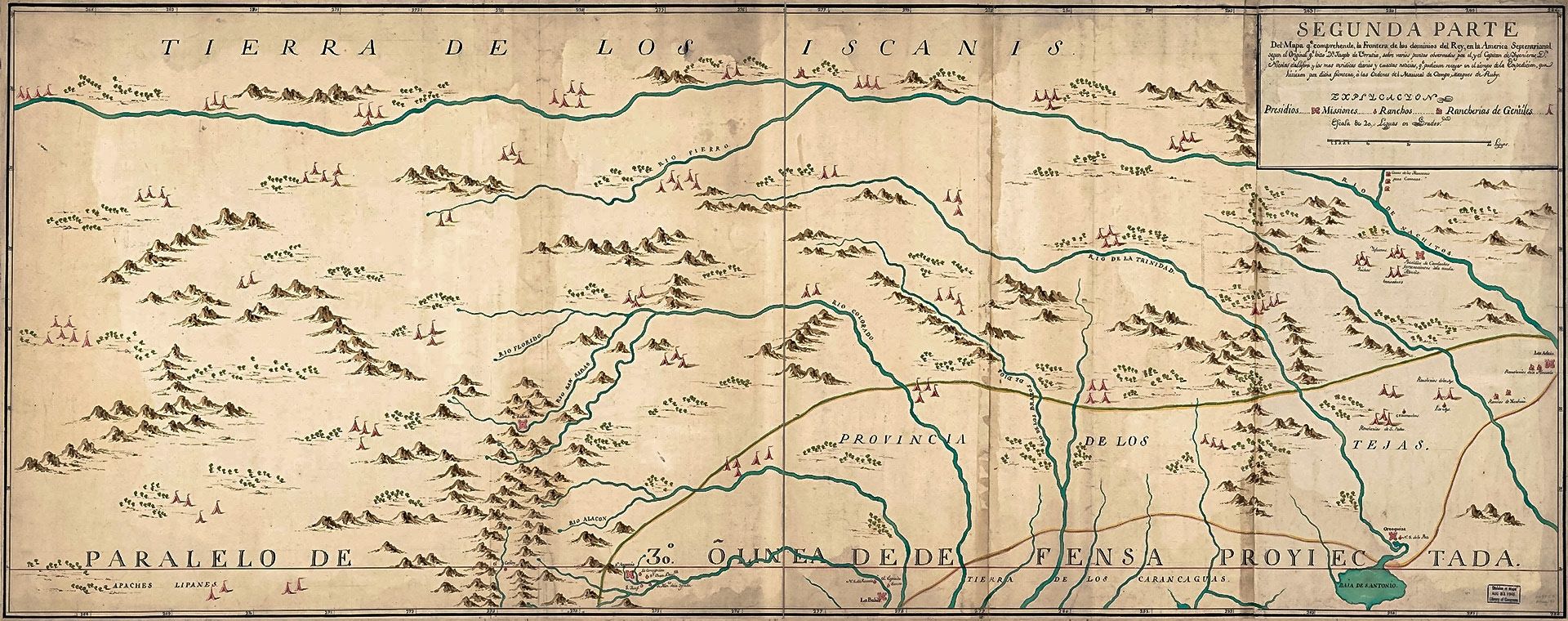 Mapa, que comprende la Frontera, de los Dominios del Rey, en la America Septentrional. Library of Congress.