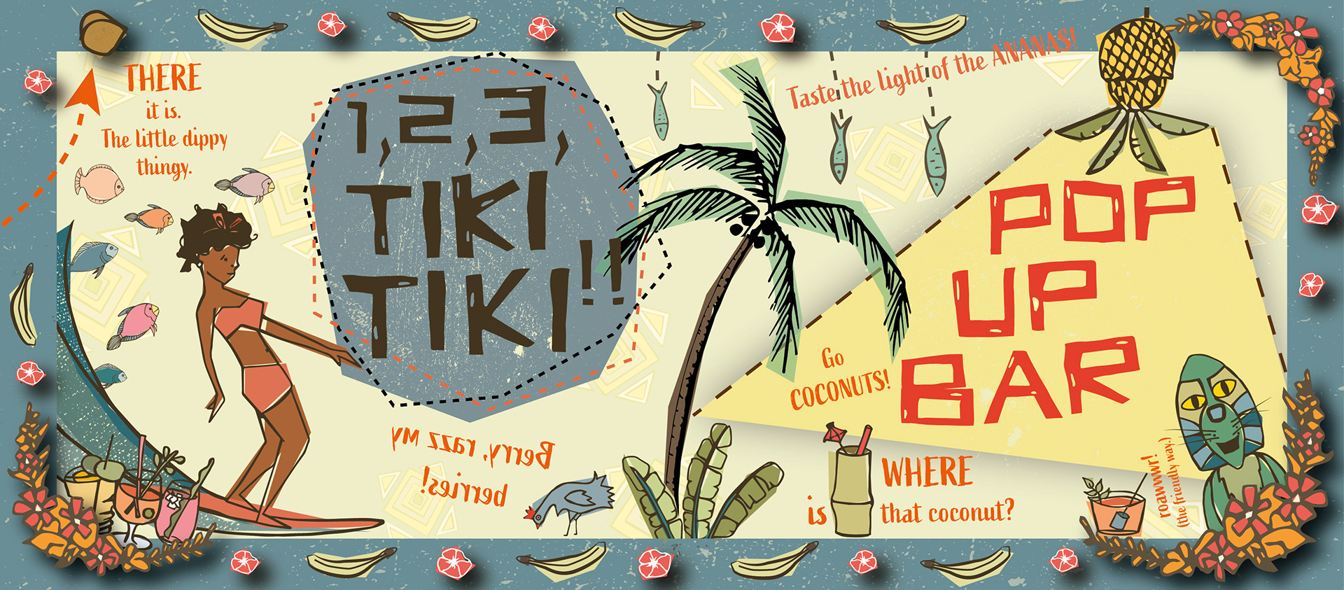 1,2,3, TIKI TIKI POP UP BAR 2019 Corporate Design