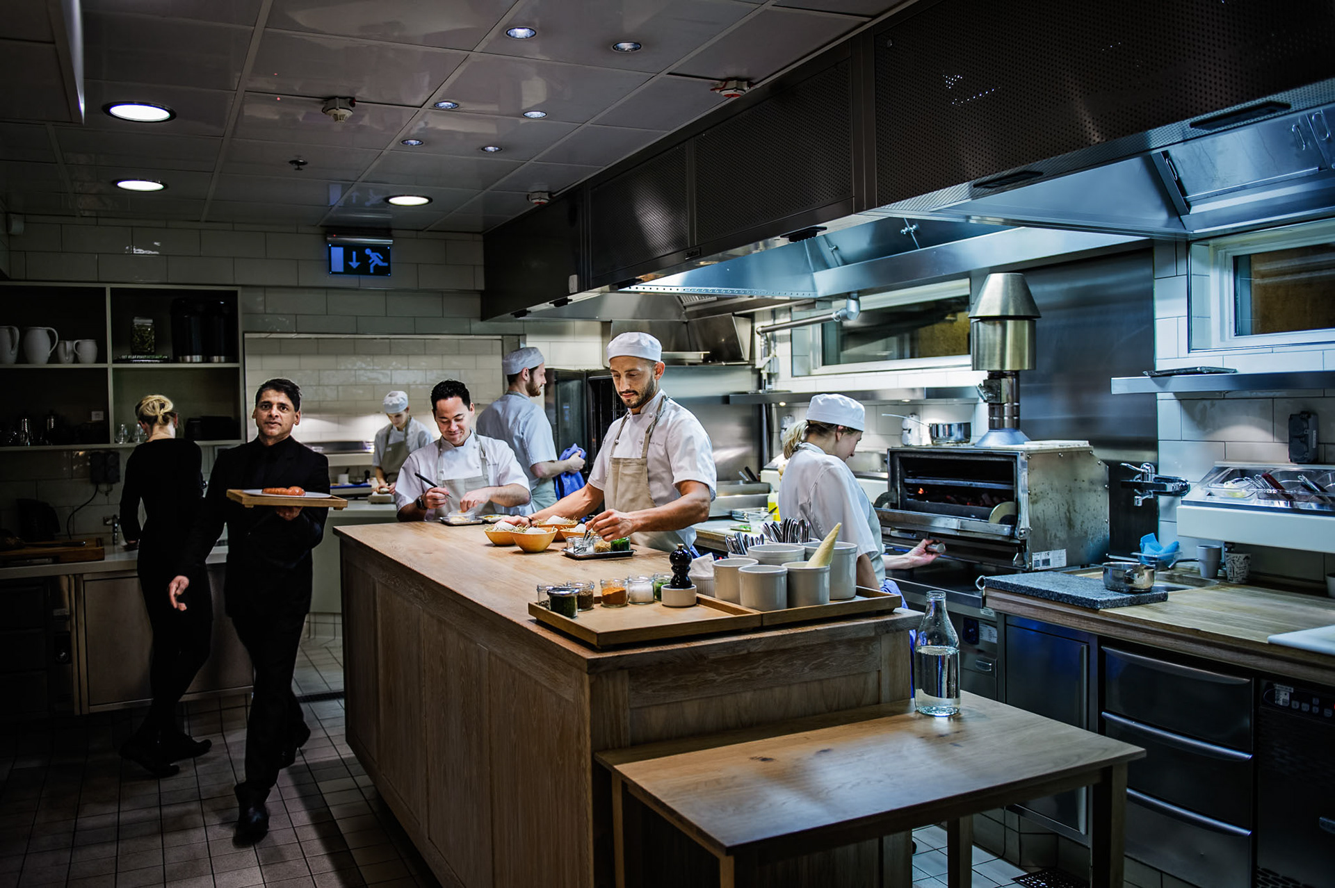 The kitchen at the two Michelin-star restaurant Matsalen.