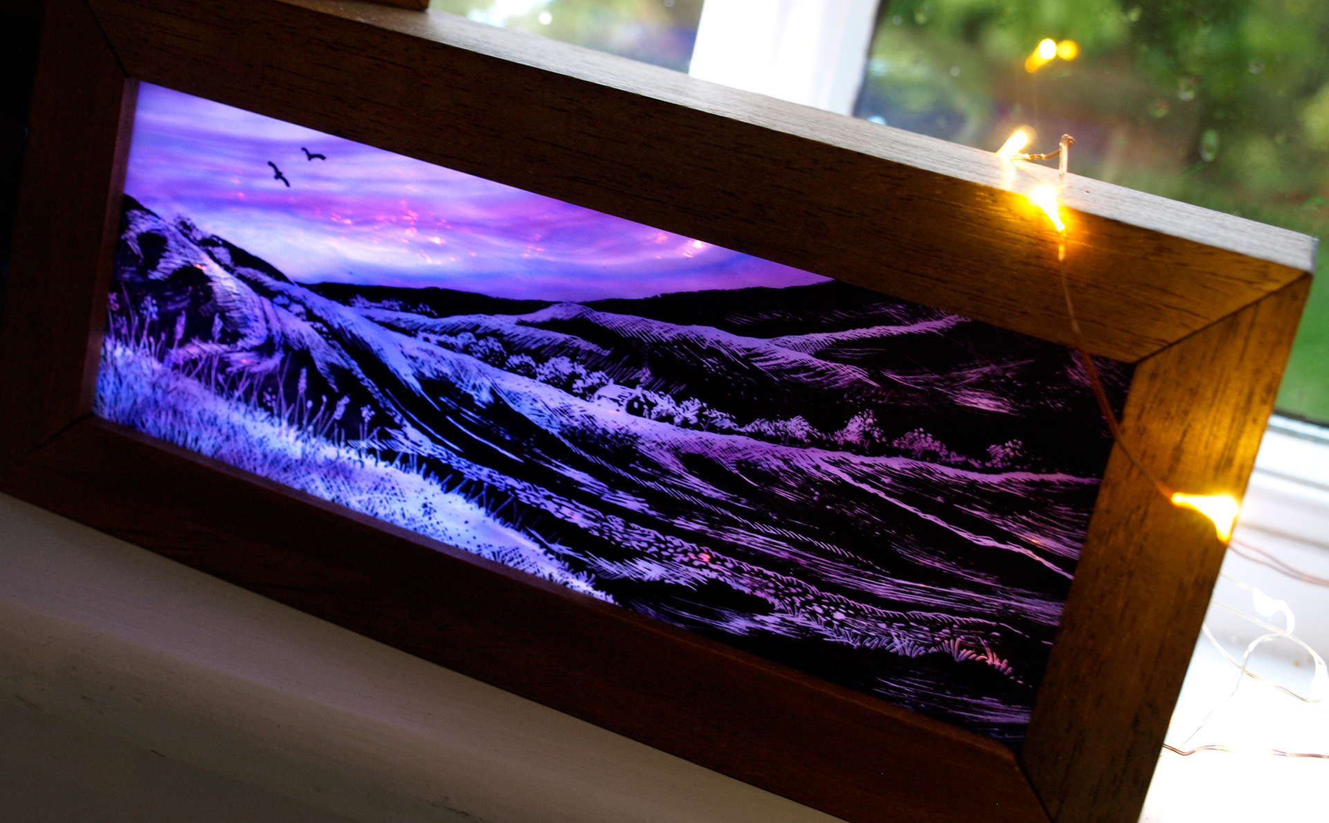 Panoramic Landscape Stained Glass Art Block