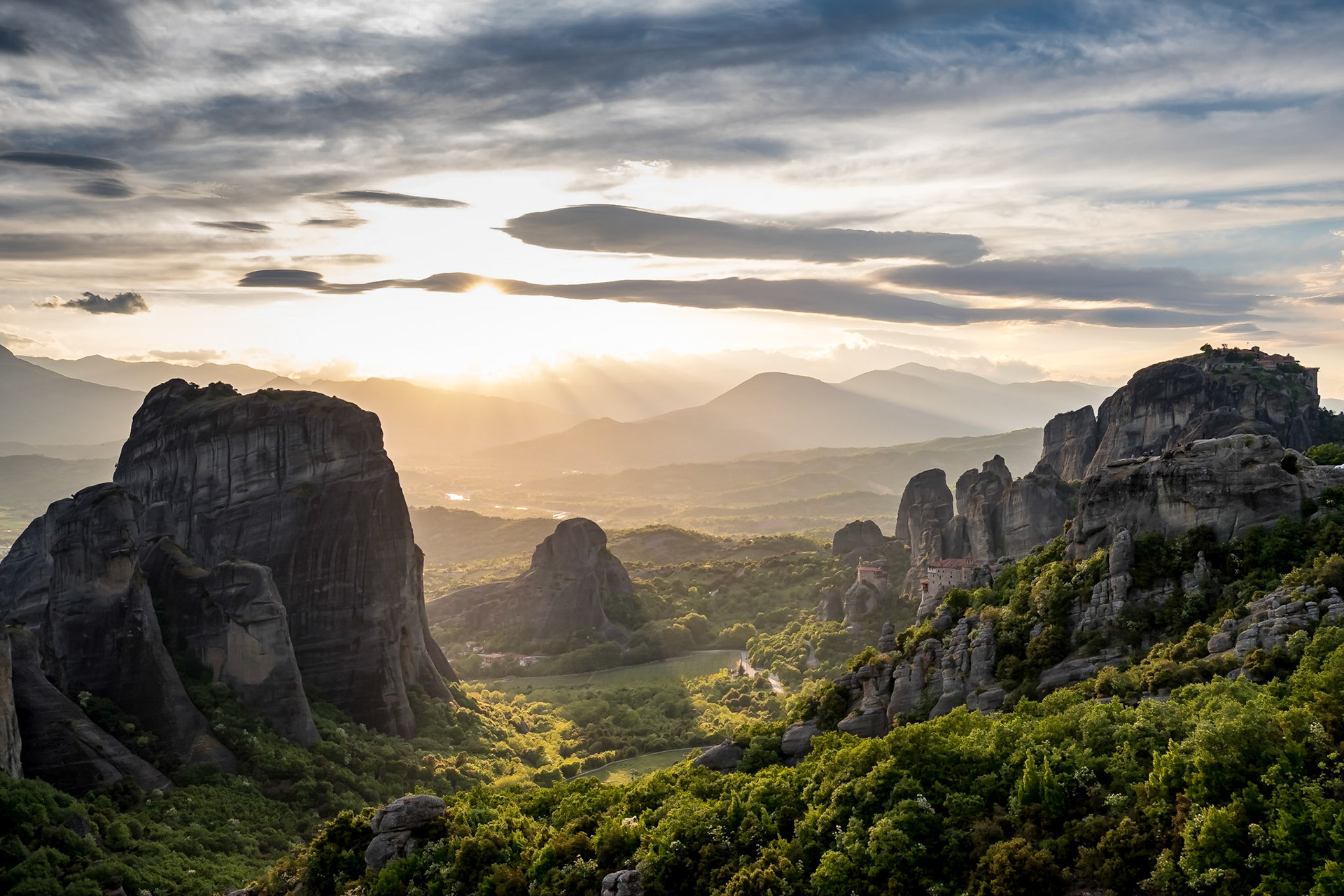 Sunset on Meteora Greece