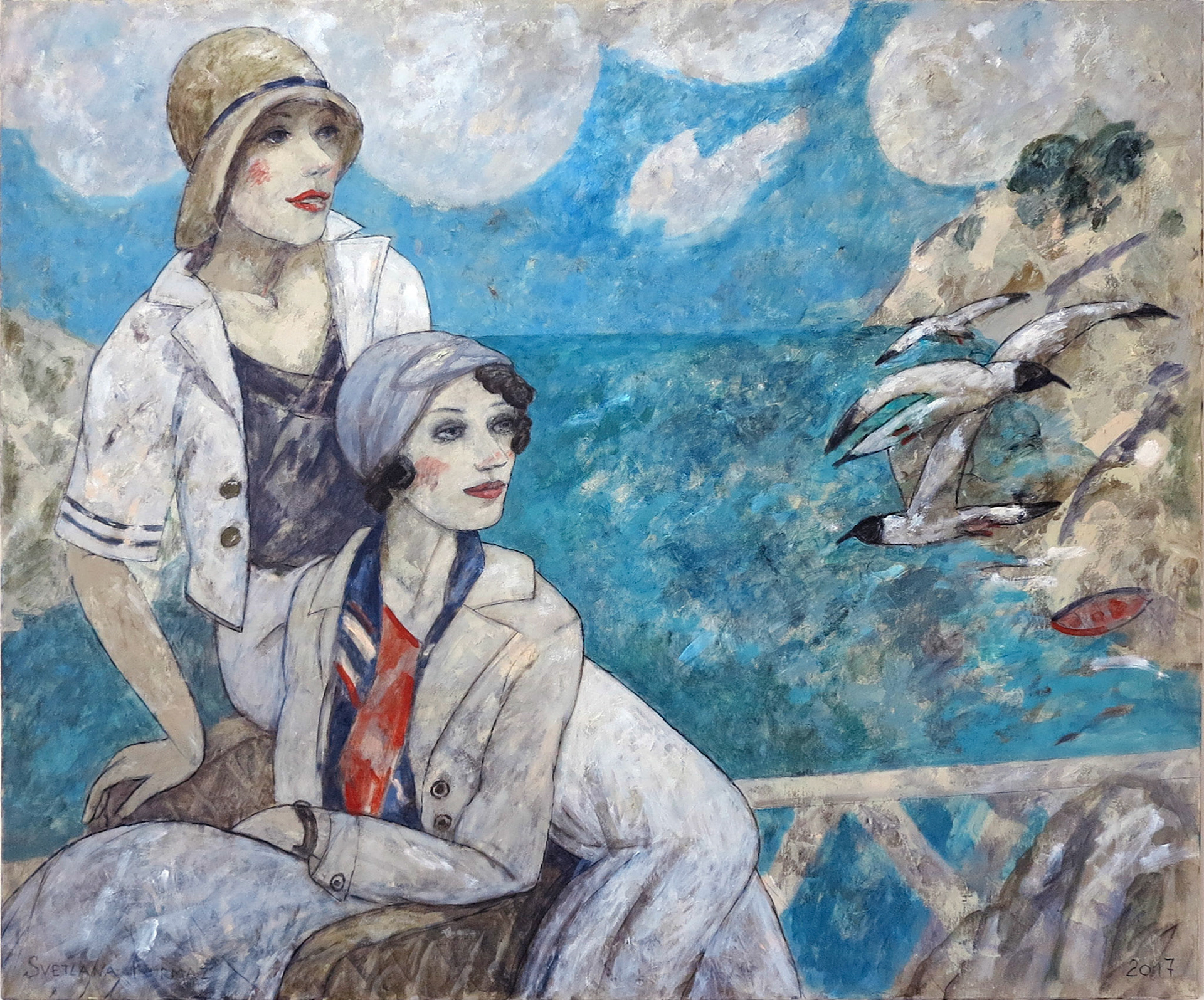 WOMEN AND THE BLUE, oil on canvas, 100x120cm. /SOLD/