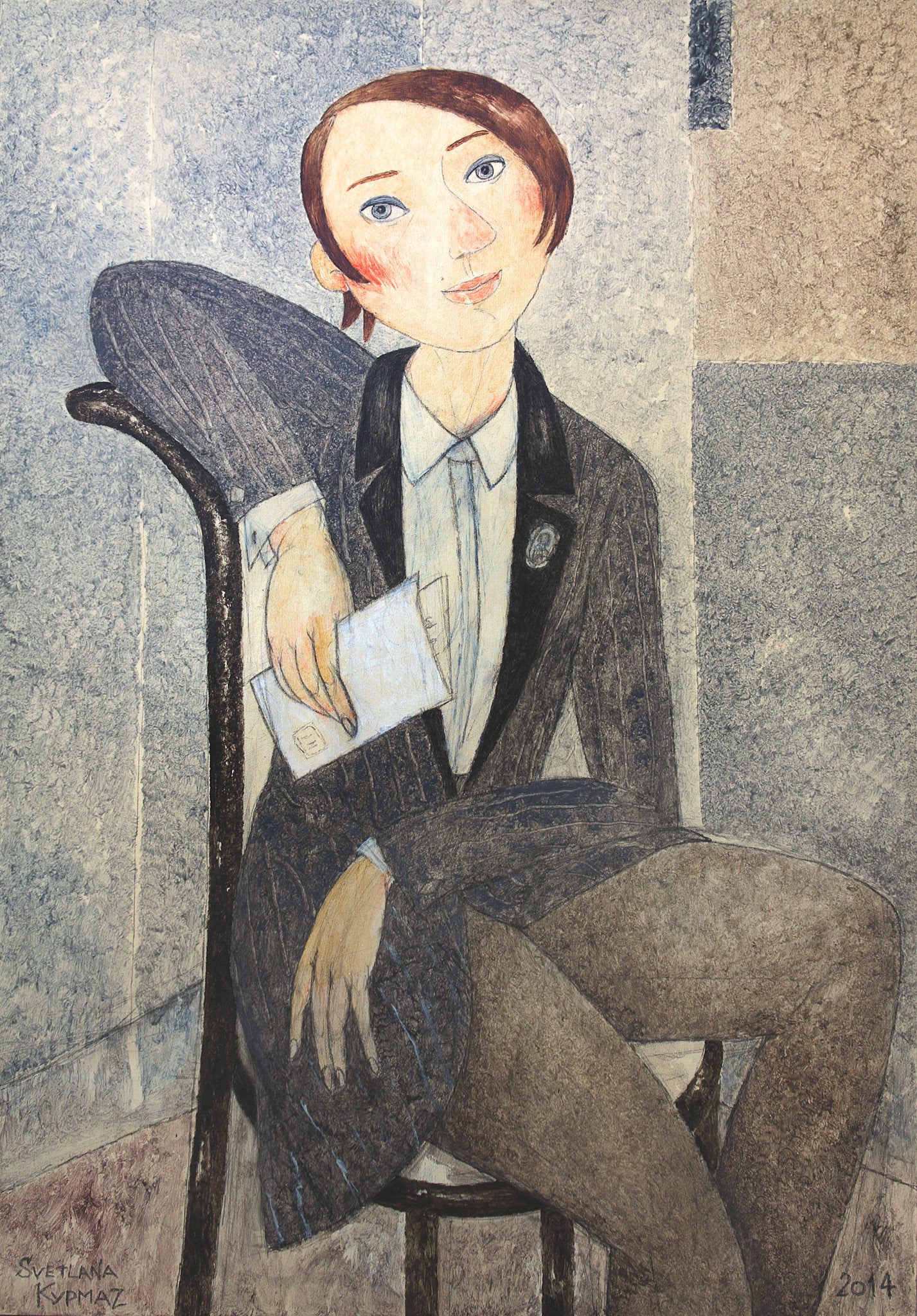 WOMAN WITH LETTER, oil on canvas, 100x70cm. SOLD
