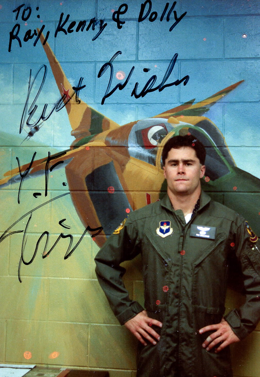 This was Kenny and my real T-37 instructor pilot in Dagger flight. All Dagger IPs had these Hero Shots on the wall of the flight room.