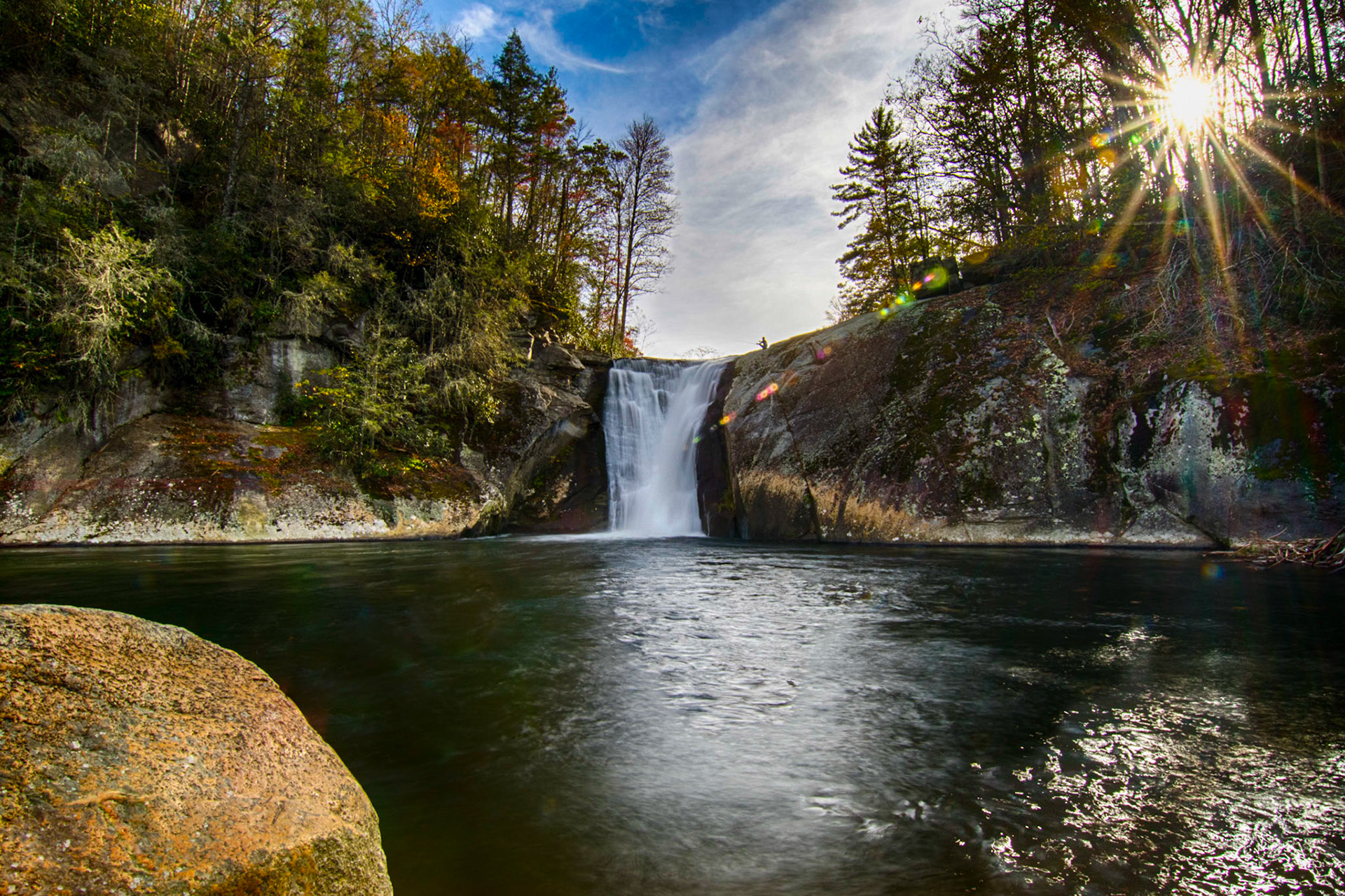 Fishing from the top of Elk River Falls