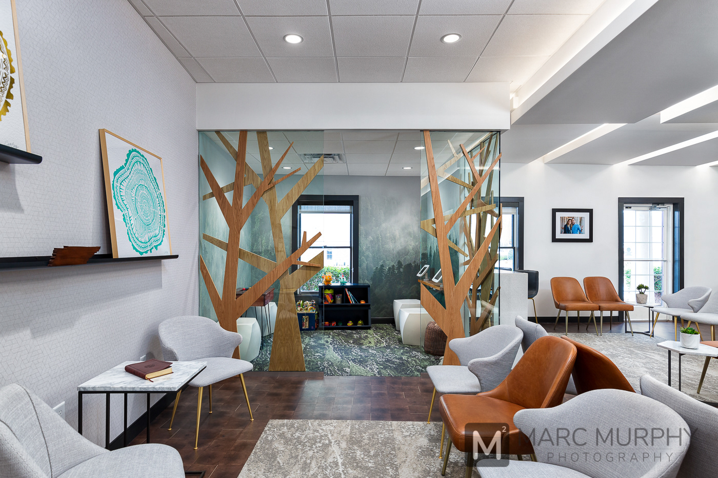 Sturgill Orthodontics Office Waiting Room Reception Area with Seating and Kids Playroom Area
