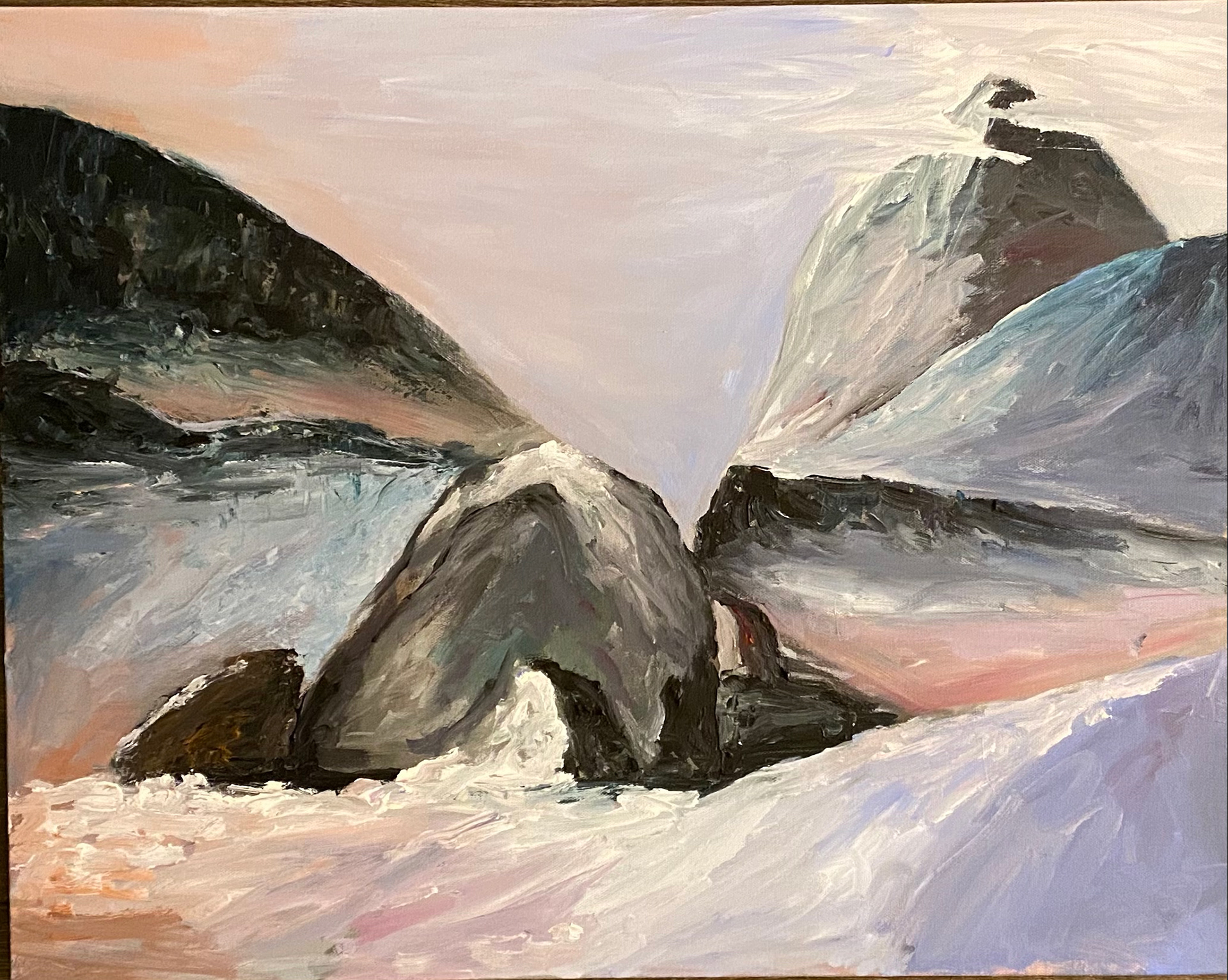 Acrylic, Mountain Landscape inspired by Ansel Adams
