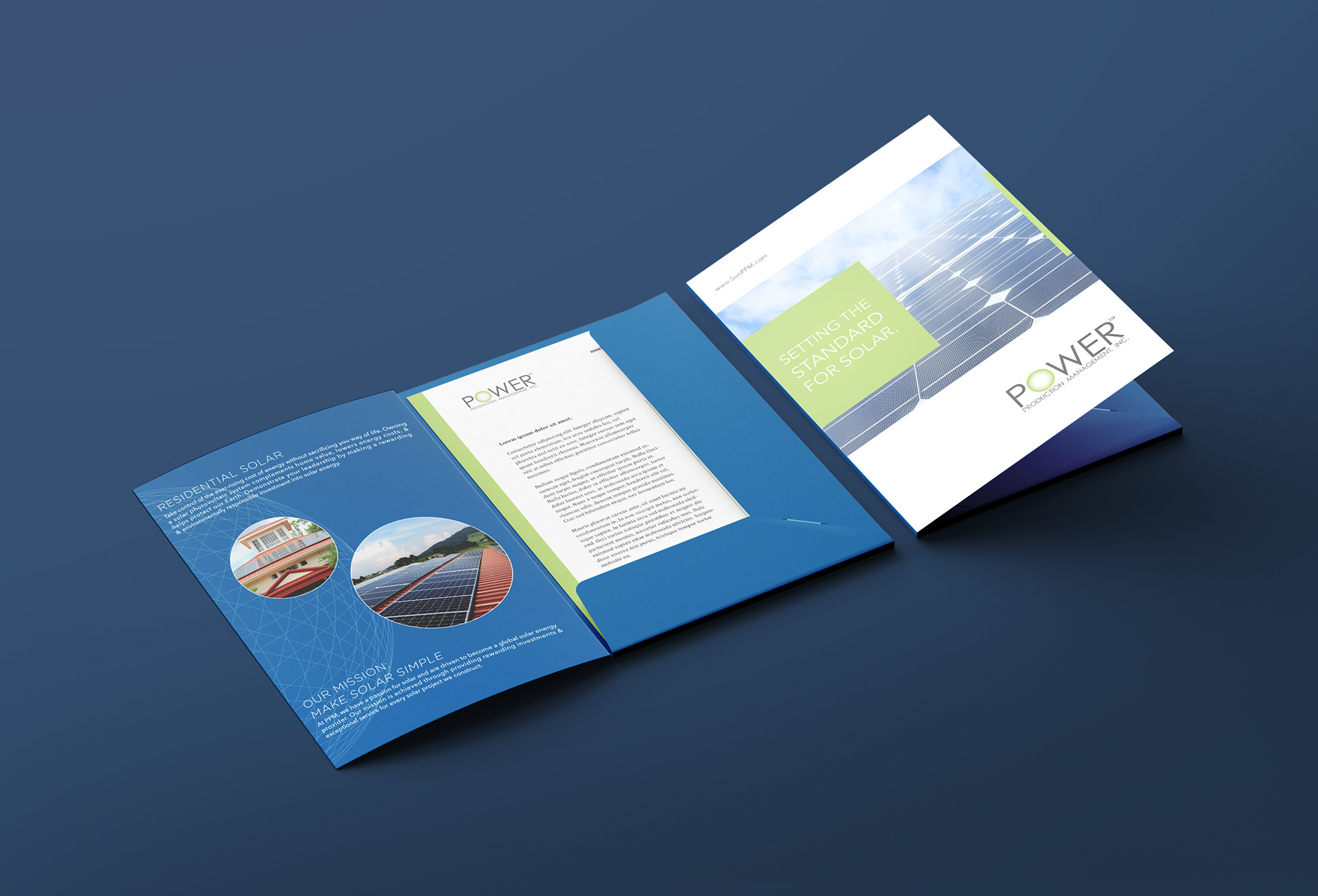 Power Production Management folder design for a solar company.