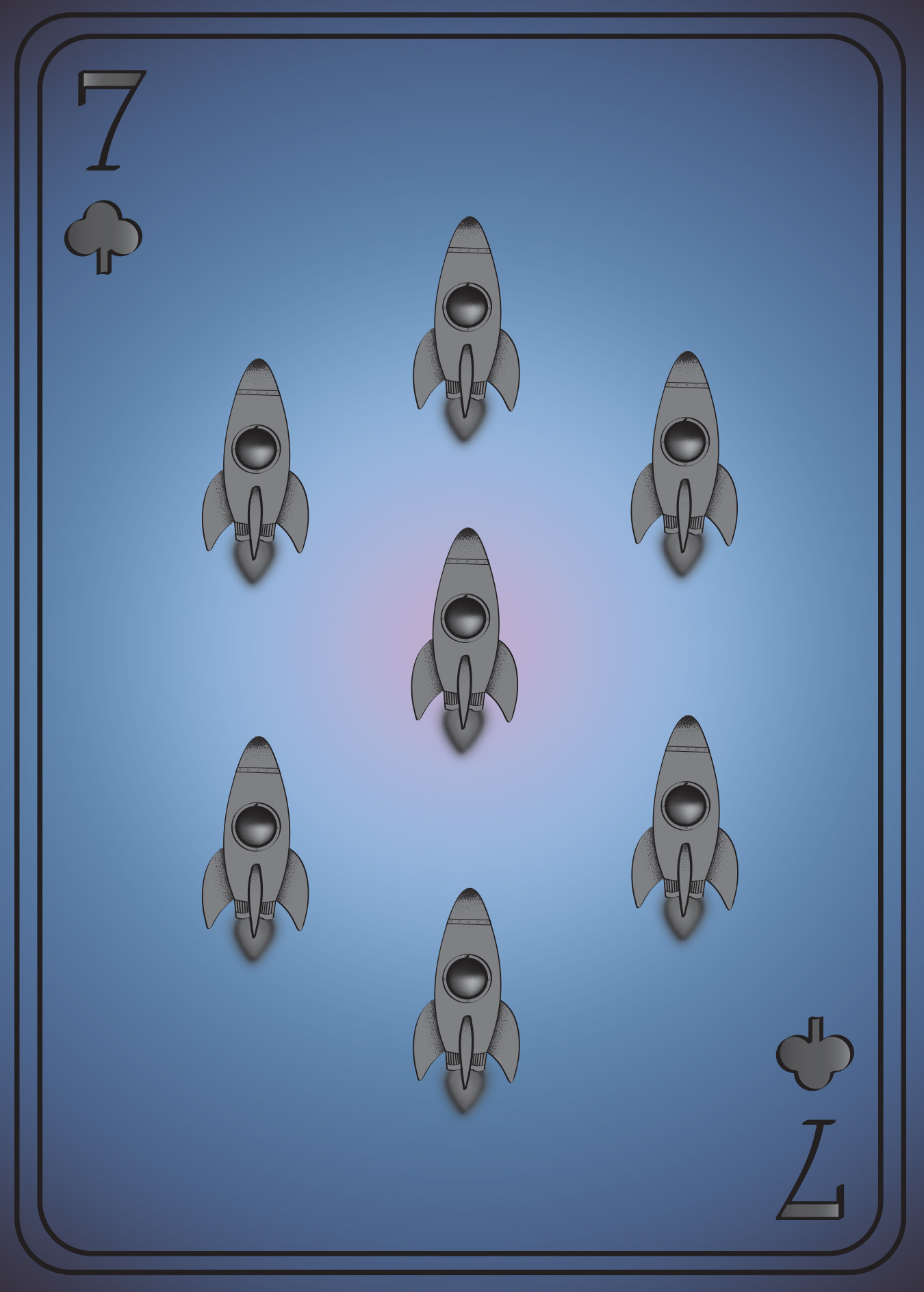 Flat Design- 7 of Clubs
