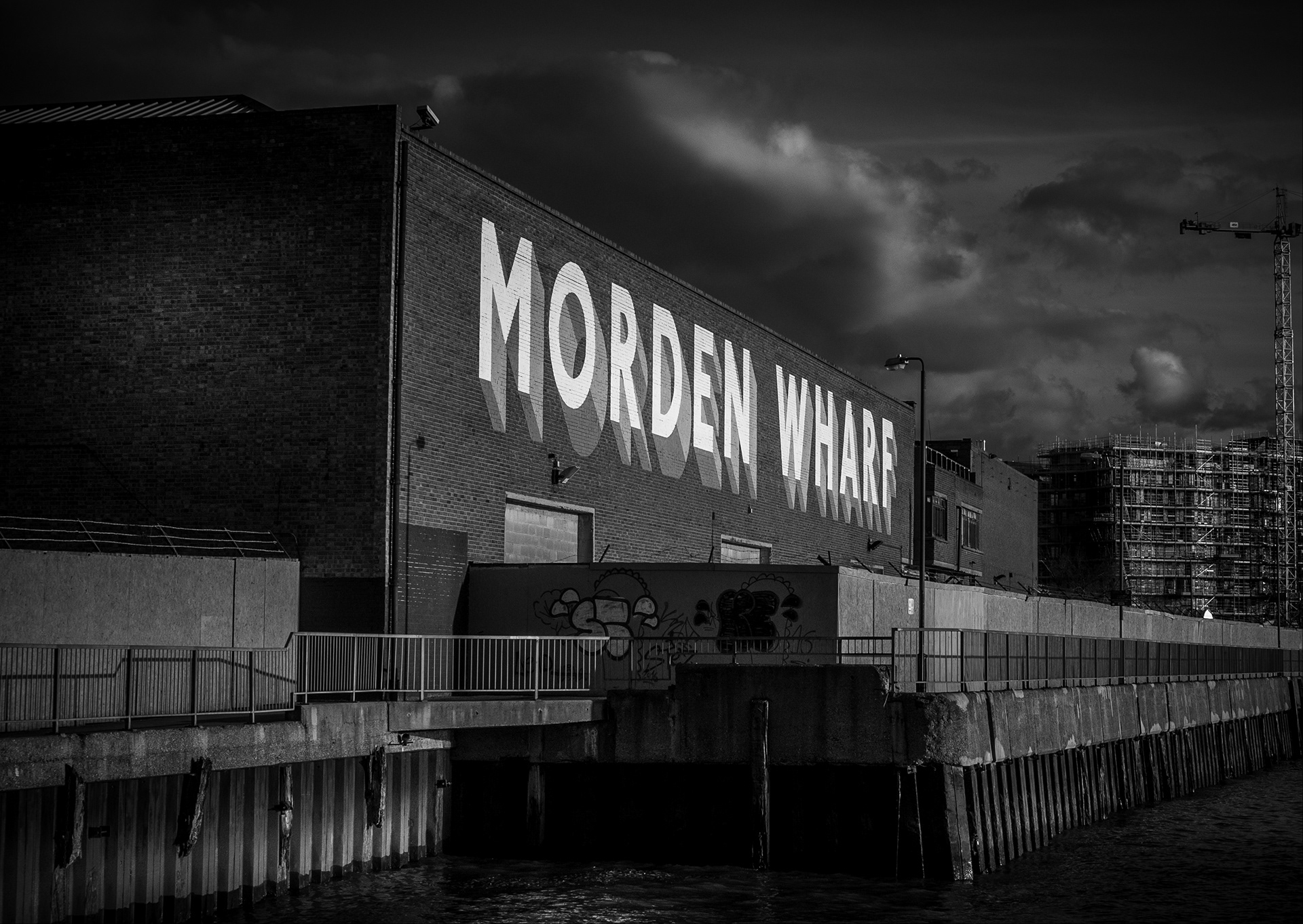 morden wharf. black and white photograph