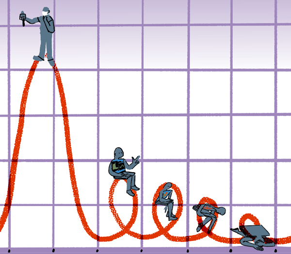 "How Covering COVID Is Breaking Journalists", Spot illustration for Study Hall, May 2021