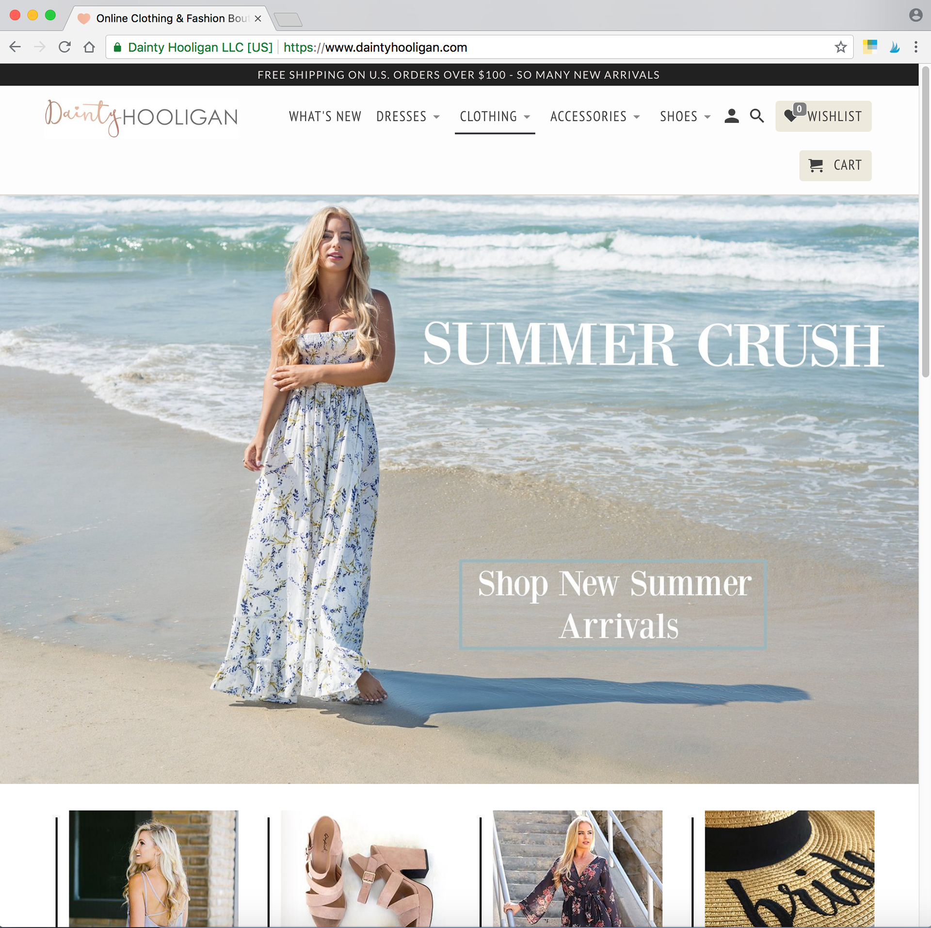 Dainty Hooligan website - Summer Sale Campaign