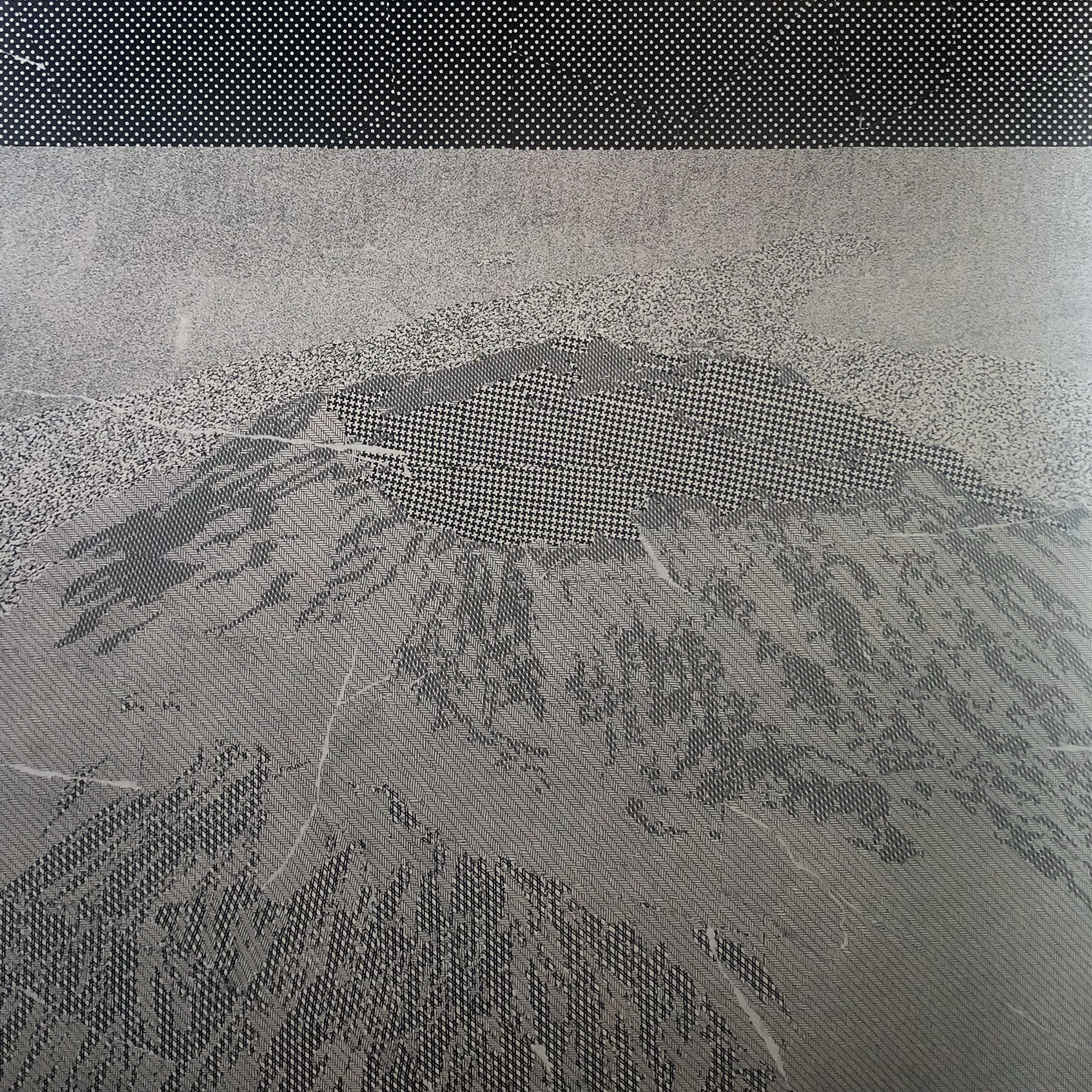 Mount Erebus, 24" x 24", archival carbon print, collage on wood panel 2019