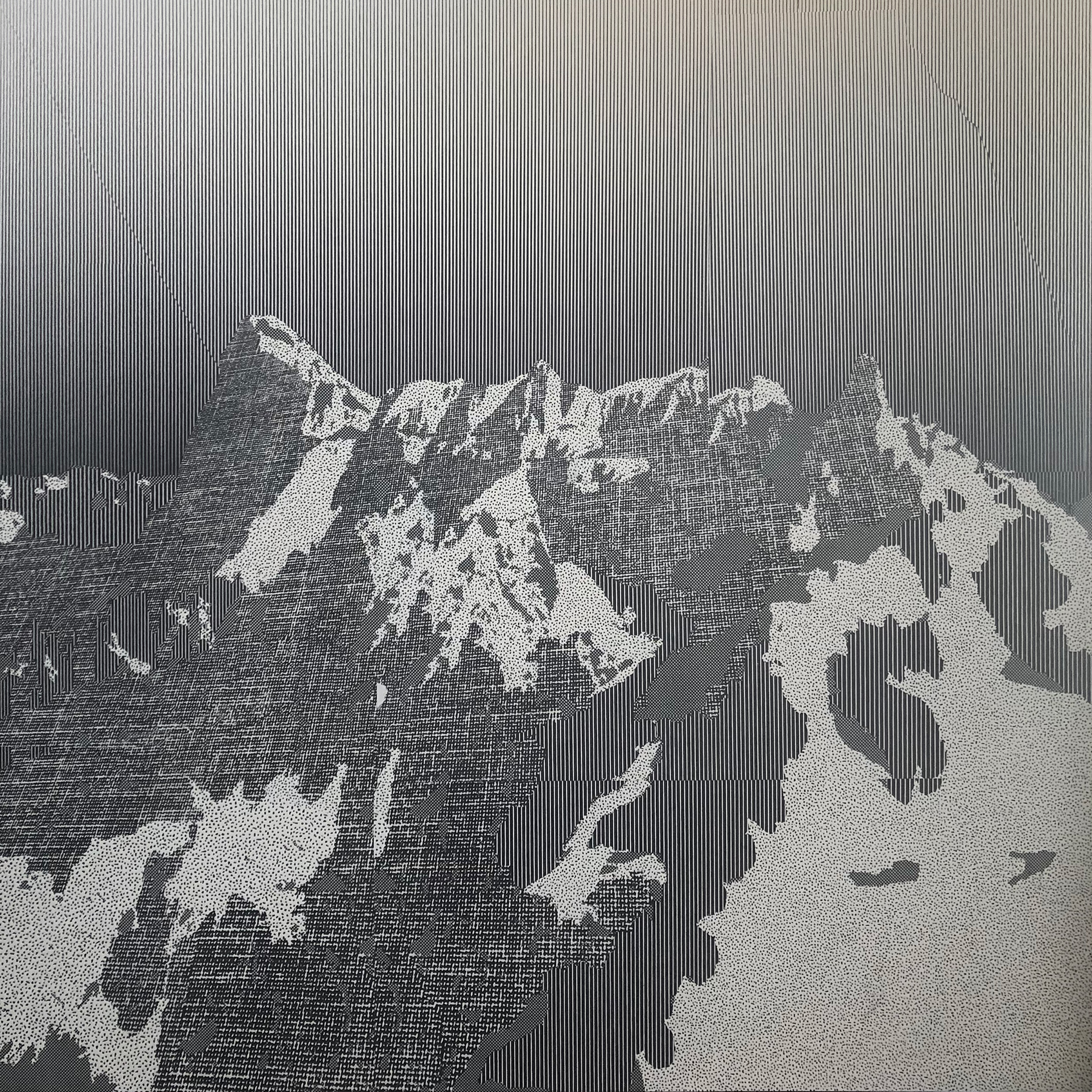 Planpincieux glacier, 24" x 24", archival carbon print, collage on wood panel 2019
