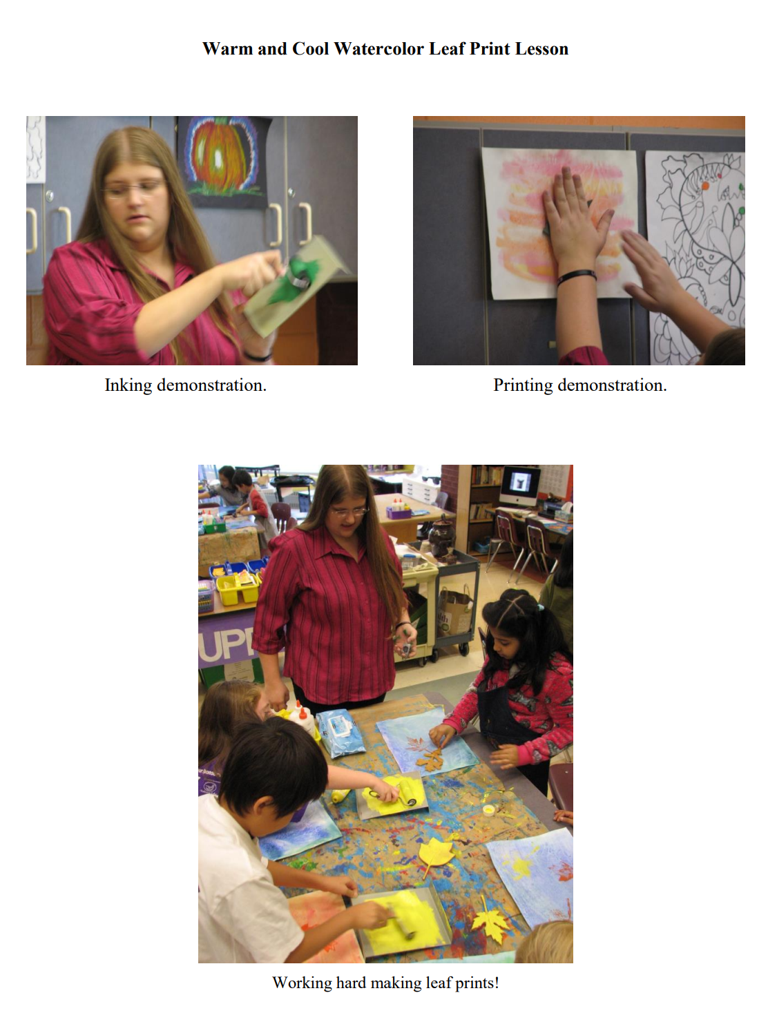 3rd Grade Warm/Cool Color Leaf Print Lesson 1
