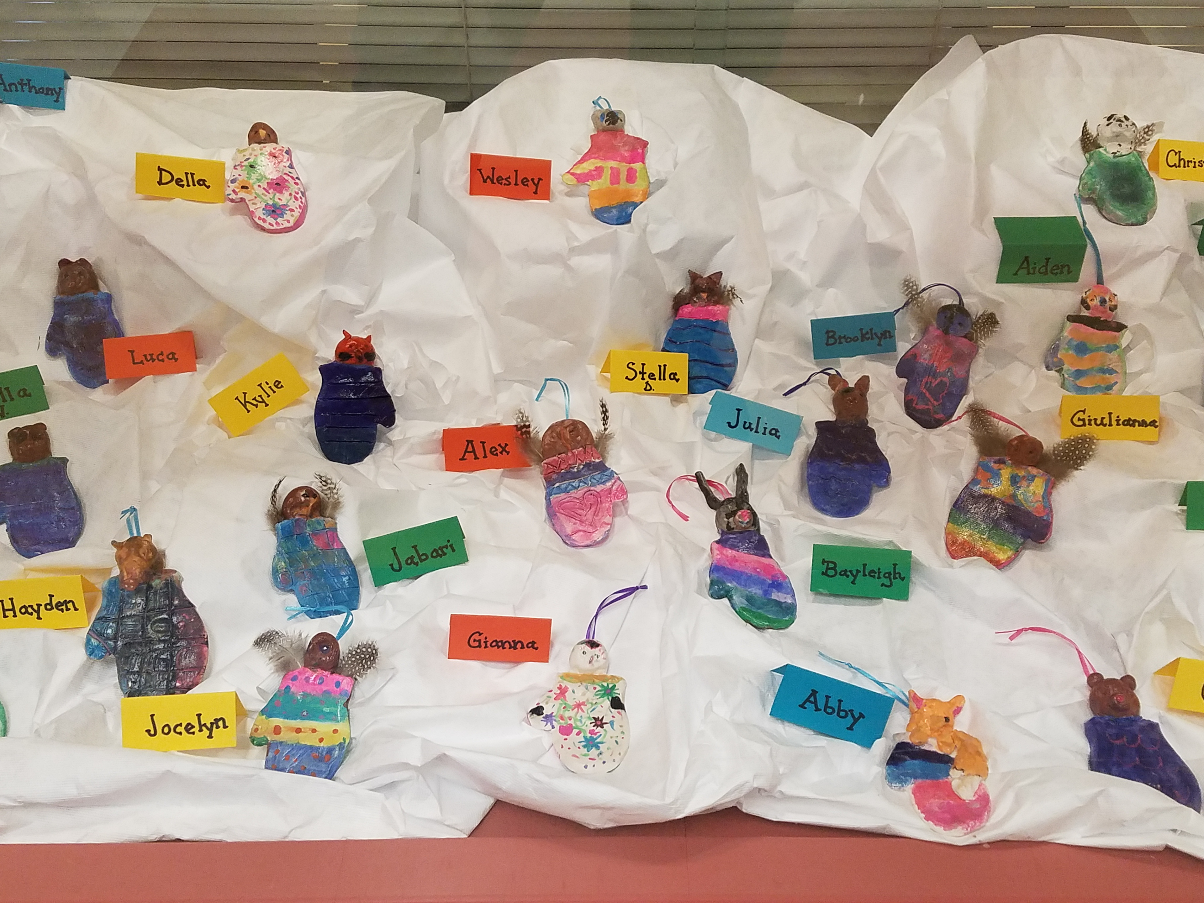 2nd Grade Clay Mittens Display 2
