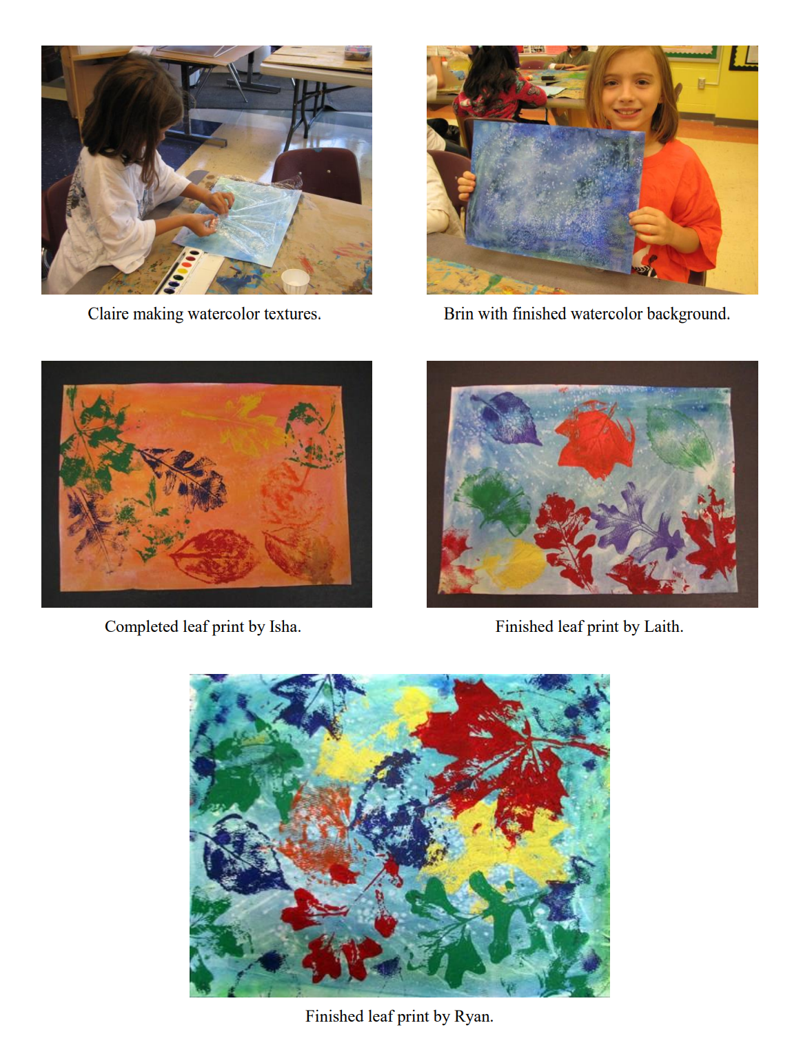3rd Grade Warm/Cool Color Leaf Prints 2