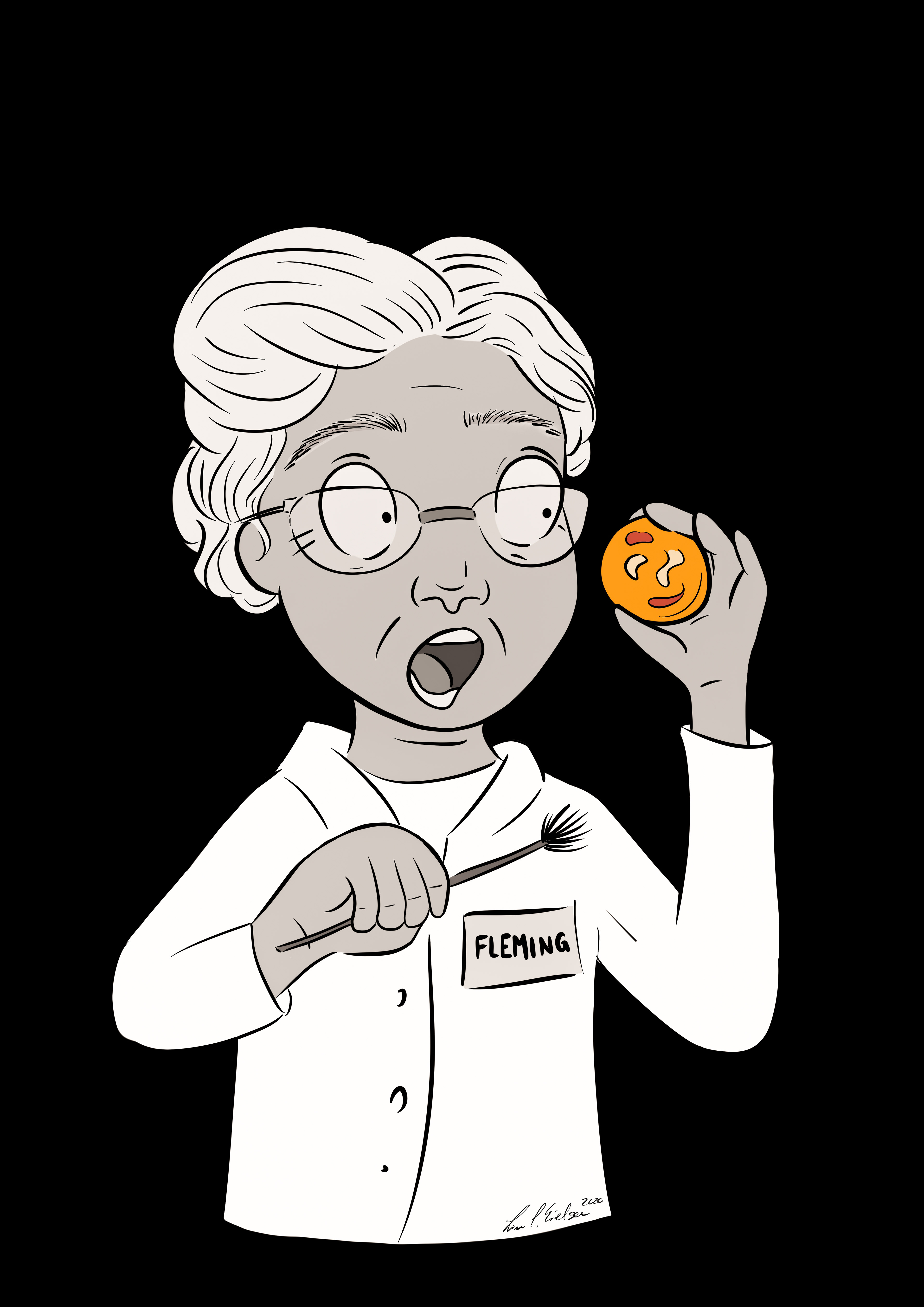 Alexander Fleming, illustrasjon for Framtida.no (2020)
