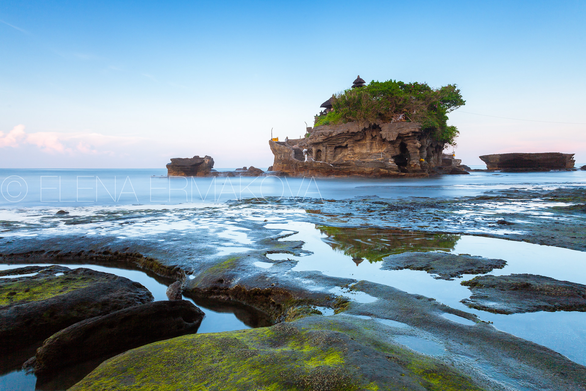 Pura Tanah Lot in the morning, Bali, Indonesia. Travel photography by Elena Ermakova.