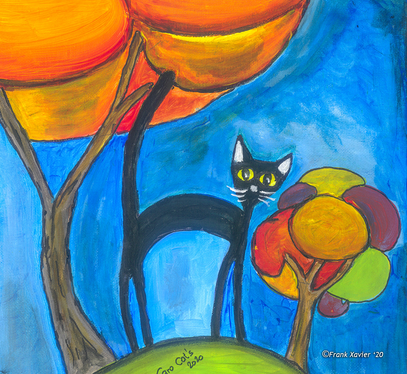 Caro Cats | Katzenbilder | Frank Xavier Original | Acryl auf Leinwand | Groesse 30 mal 20 cm