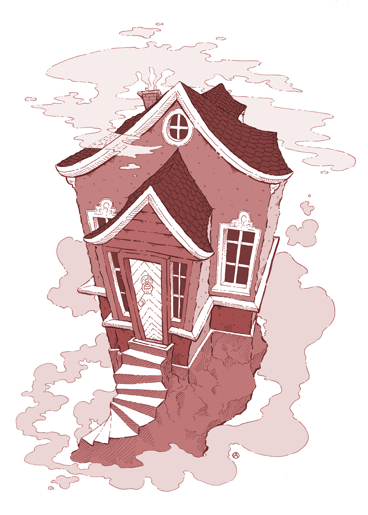 inktober 2017, haunted house illustration, Hexenhaus illustration, day 9, analog illustration
