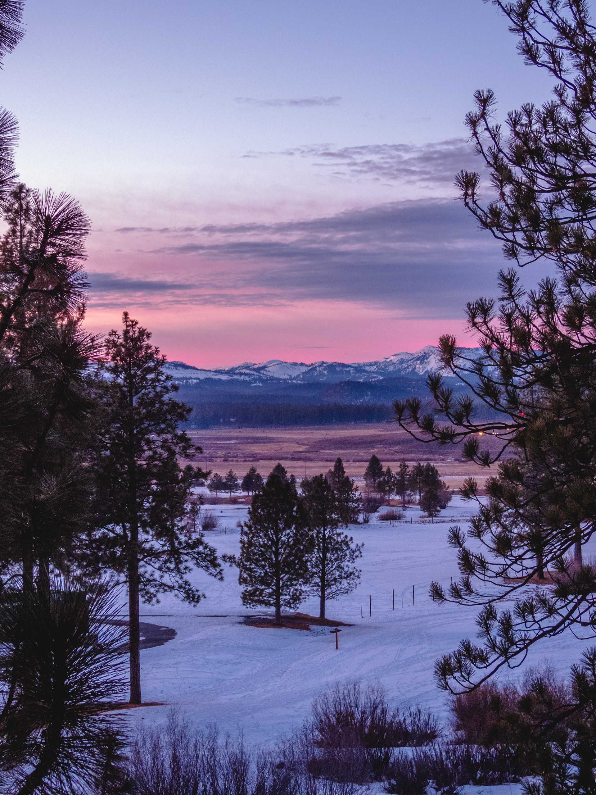 Tahoe Pink Snowy Sunset