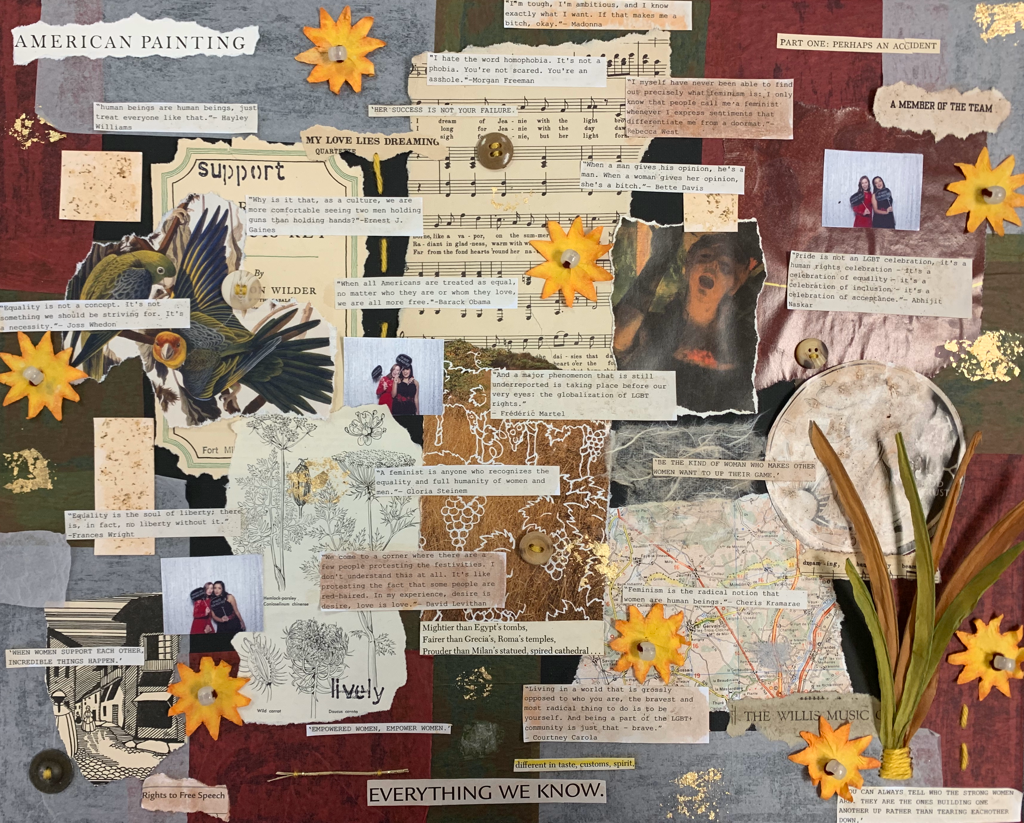 “A Blooming Feminist” | 16” x 20” | Mixed-media collage