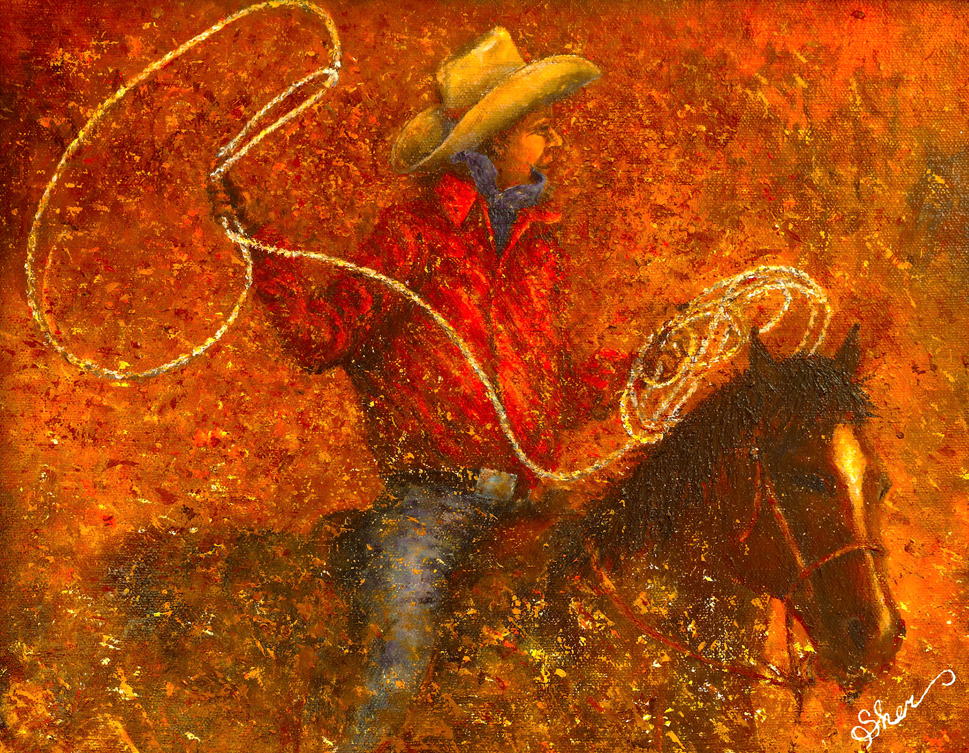 The Round-up - Oil Painting