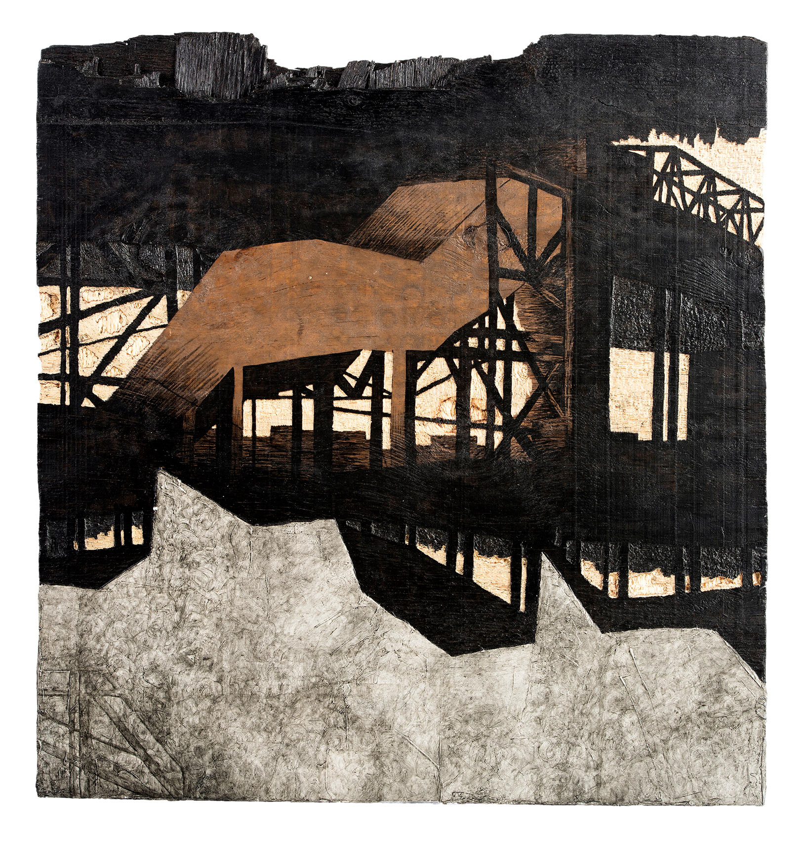 »NYC No. 3«, 2014, acrylic marker, cement, water color on ply wood, carved into wood, 64 × 67 cm, Artwork by Lena Schmidt, www.lenaschmidt.com, Art, Wood, Drawing, Painting, Carving