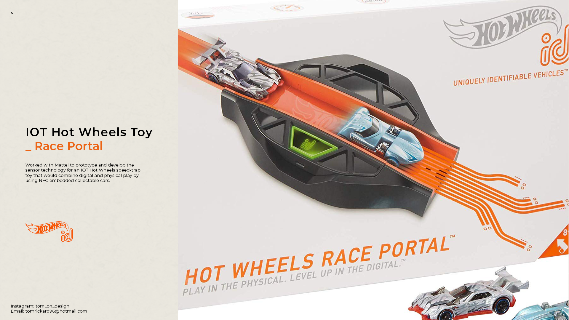 hot wheels race portal toy as part of the id product range of iot toys 