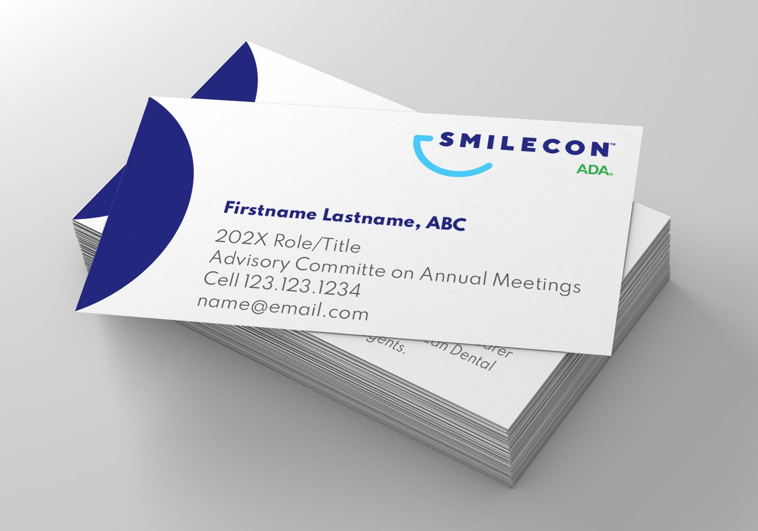 image of stacked SmileCon business cards